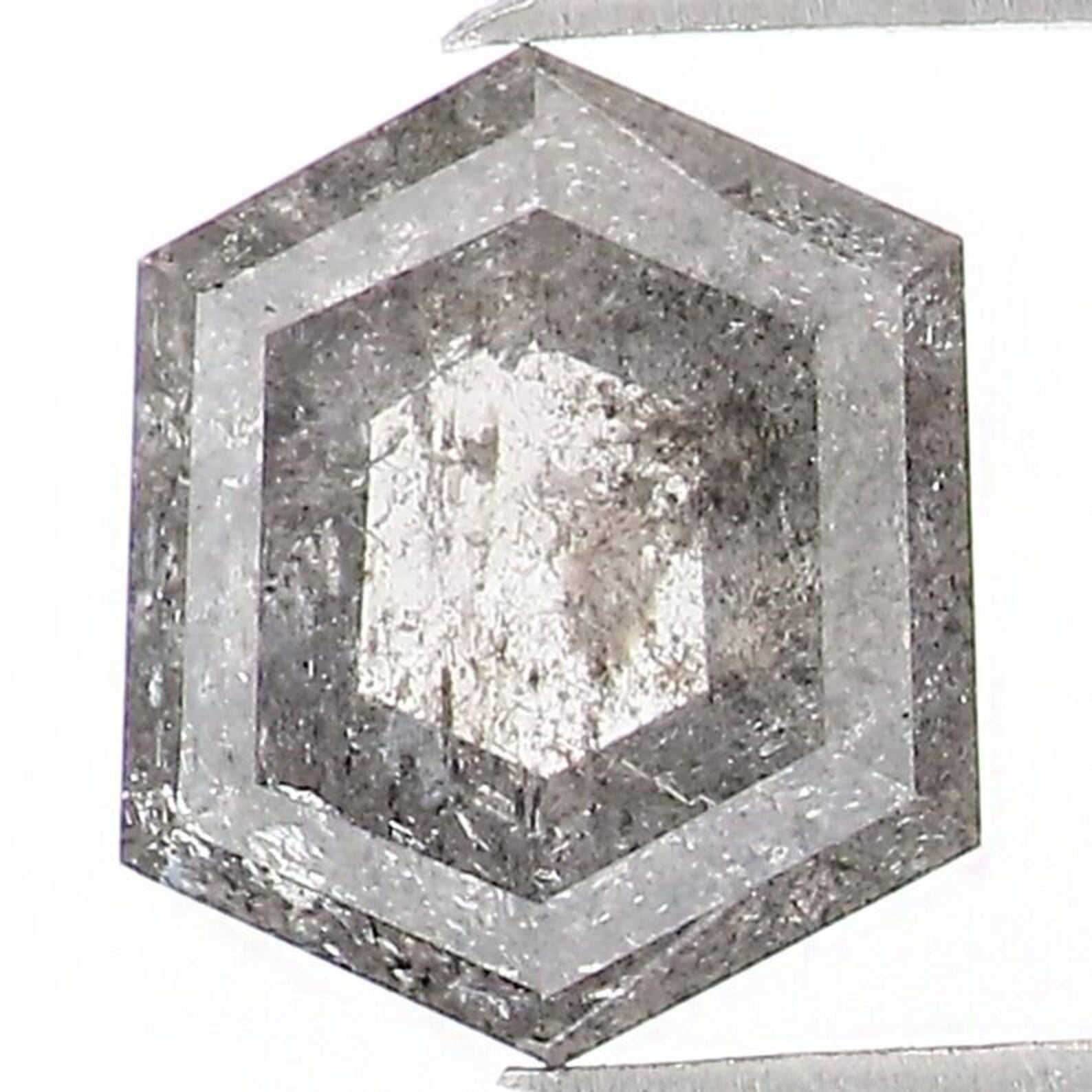 0.43 CT Natural Loose Hexagon Shape Diamond Salt And Pepper Hexagon Diamond 5.10 MM Natural Black Grey Color Hexagon Rose Cut Diamond NQ1511