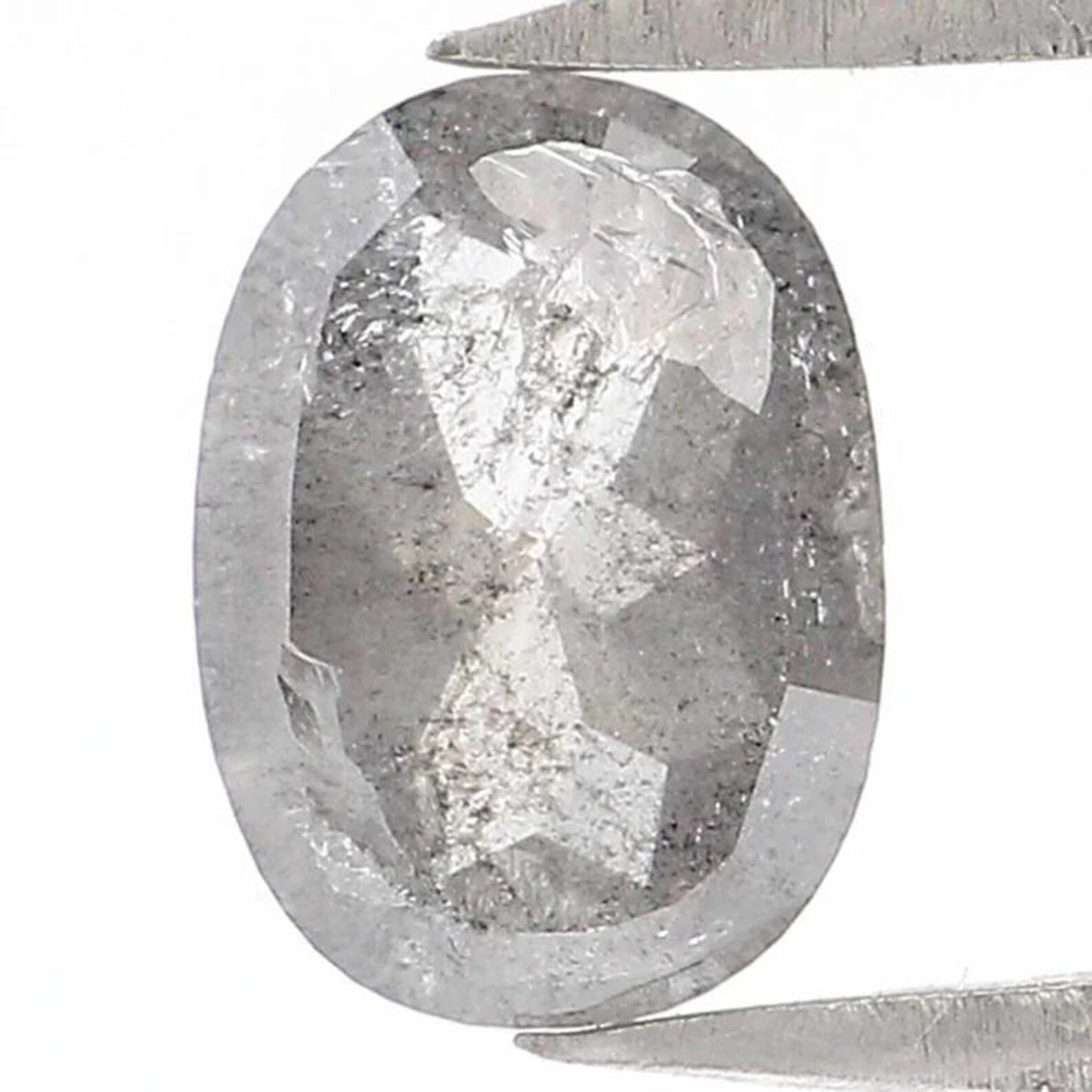 0.51 CT Natural Loose Oval Shape Diamond Salt And Pepper Oval Diamond 6.40 MM Natural Loose Black Grey Color Oval Rose Cut Diamond NQ9173