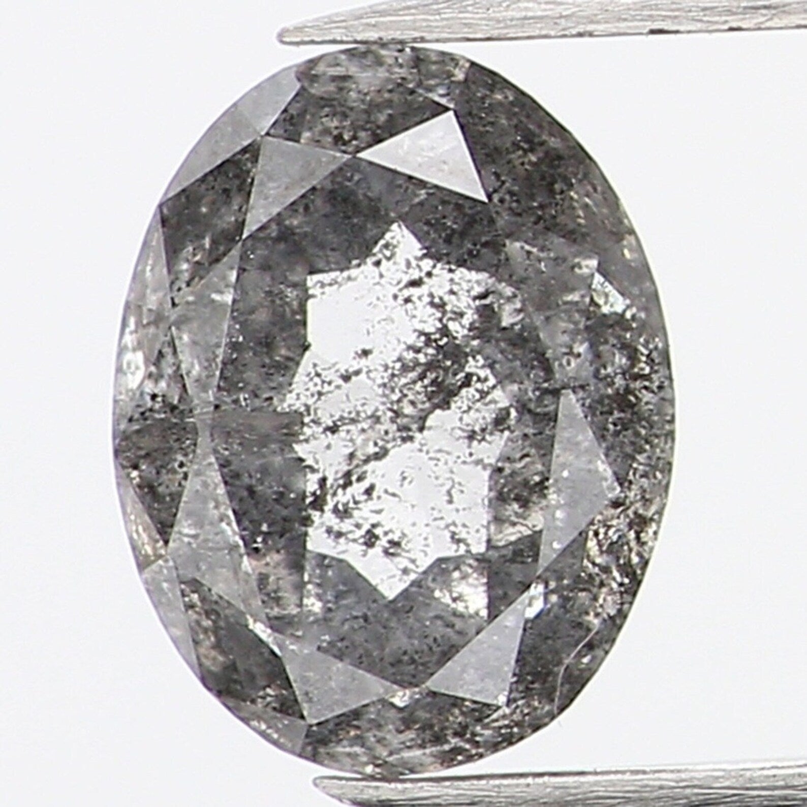 0.43 Ct Natural Loose Oval Shape Diamond Salt And Pepper Oval Diamond 5.55 MM Natural Diamond Black Grey Color Oval Rose Cut Diamond NQ1287