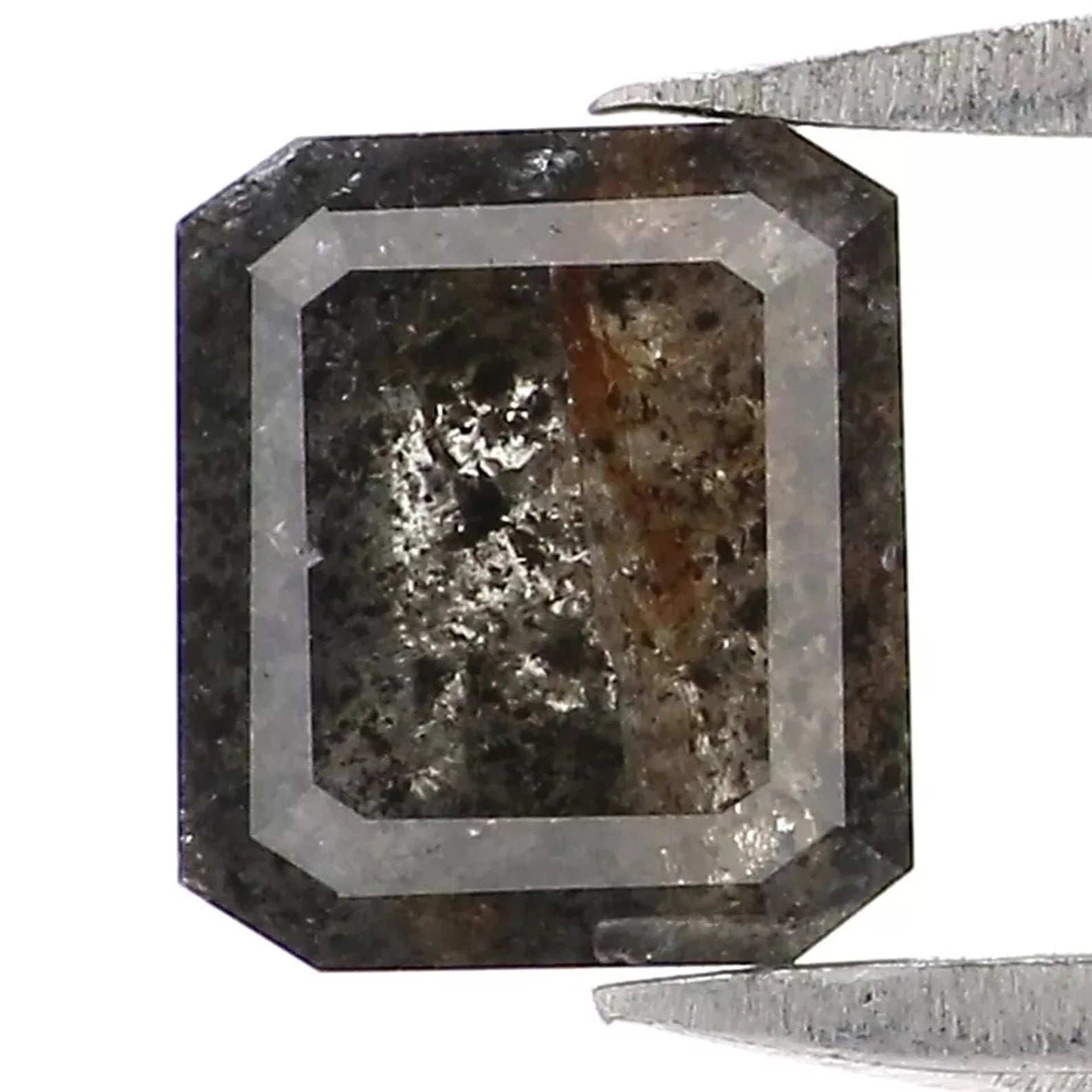 0.76 CT Natural Loose Emerald Shape Diamond Salt And Pepper Diamond 5.35 MM Natural Loose Diamond Black Grey Emerald Rose Cut Diamond NQ7462