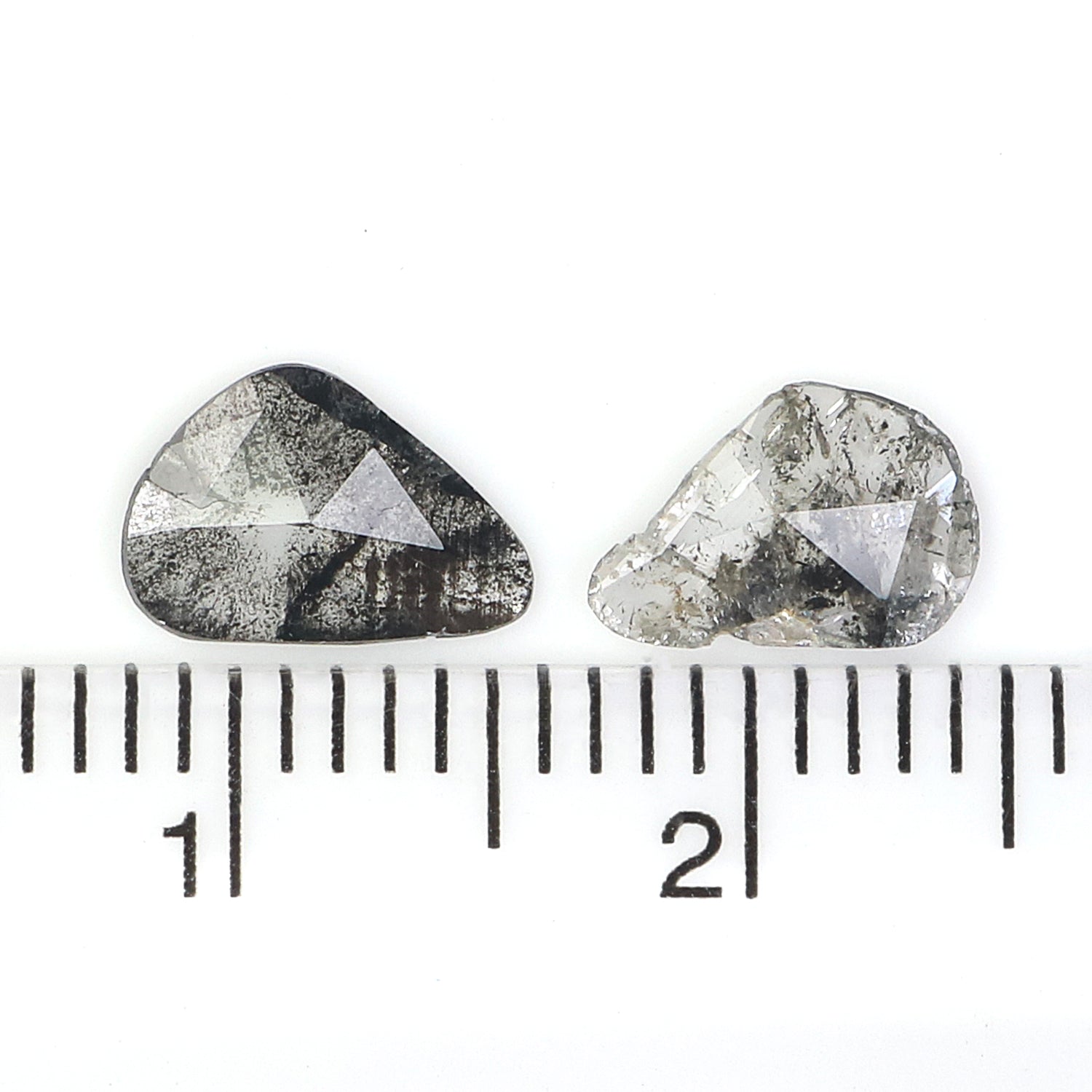 0.73 CT Natural Loose Slice Shape Diamond Salt And Pepper Slice Uncut Diamond 7.95 MM Natural Black Grey Diamond Irregular Cut Diamond L3543