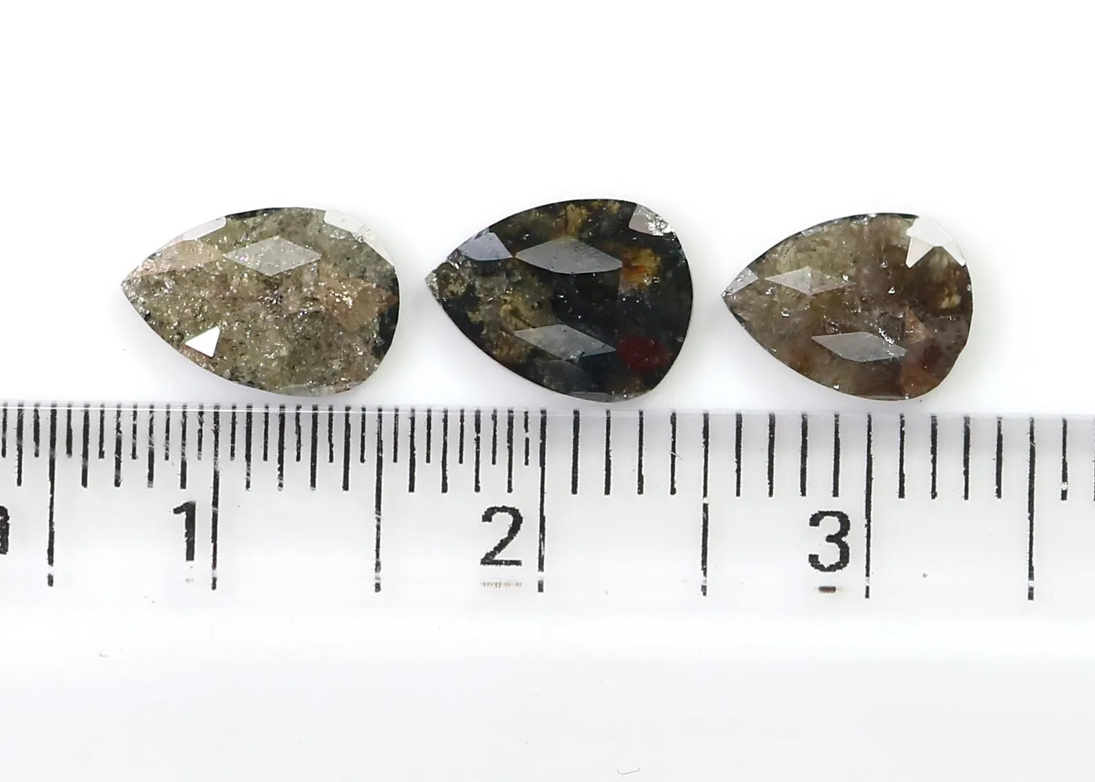 1.92 CT Natural Loose Pear Shape Diamond Salt And Pepper Pear Diamond 8.60 MM Natural Loose Black Grey Color Pear Rose Cut Diamond NQ2551