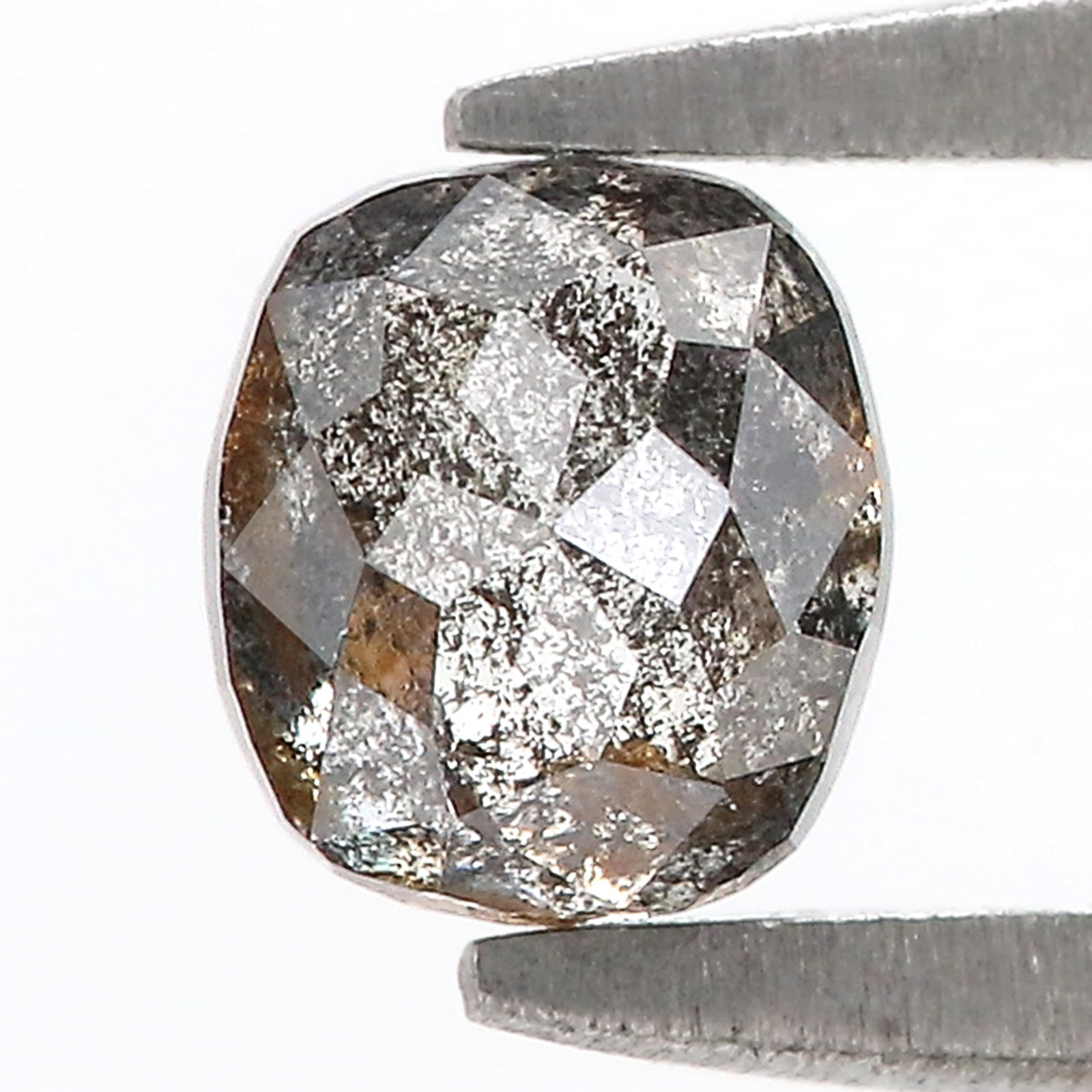 0.53 CT Natural Loose Cushion Shape Diamond Salt And Pepper Cushion Cut Diamond 4.85 MM Natural Black Grey Cushion Rose Cut Diamond L3603