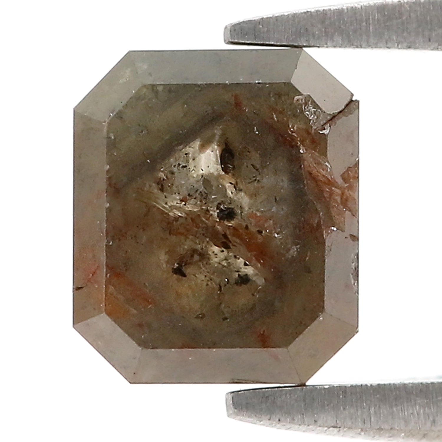 1.41 CT Natural Loose Emerald Shape Diamond Green Brown Color Emerald Shape Diamond 6.55 MM Natural Loose Diamond Rose Cut Diamond N2661
