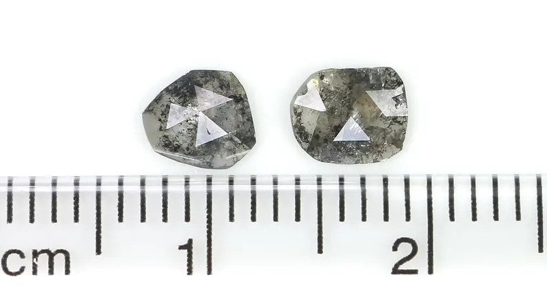 0.75 CT Natural Loose Slice Cut Diamond Salt And Pepper Irregular Cut Diamond 5.05 MM Black Grey Color Slice Shape Rose Cut Diamond NQ1631