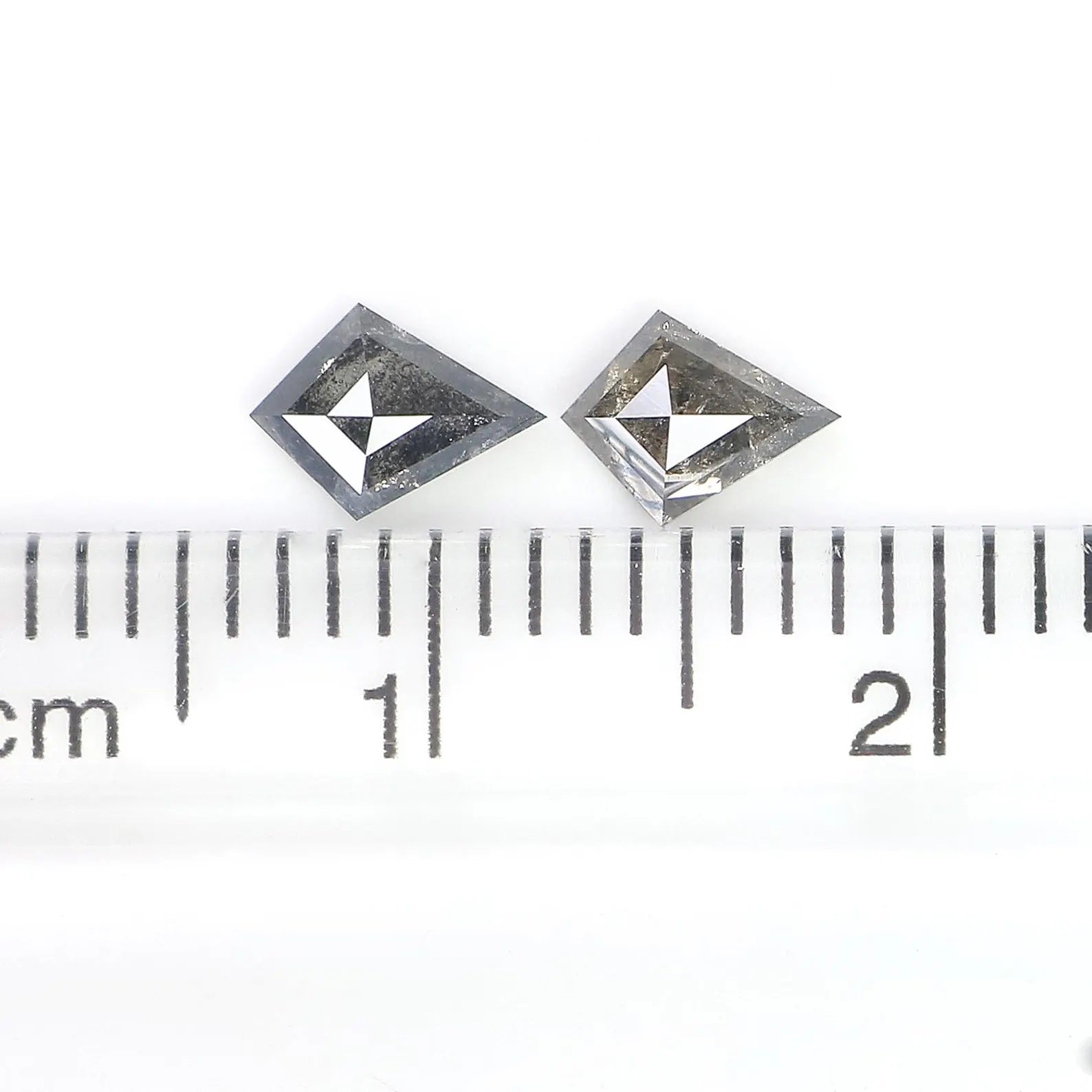 0.53 CT Natural Loose Kite Shape Pair Diamond Salt And Pepper Kite Diamond 5.95 MM Natural Black Grey Color Kite Rose Cut Diamond NQ2357
