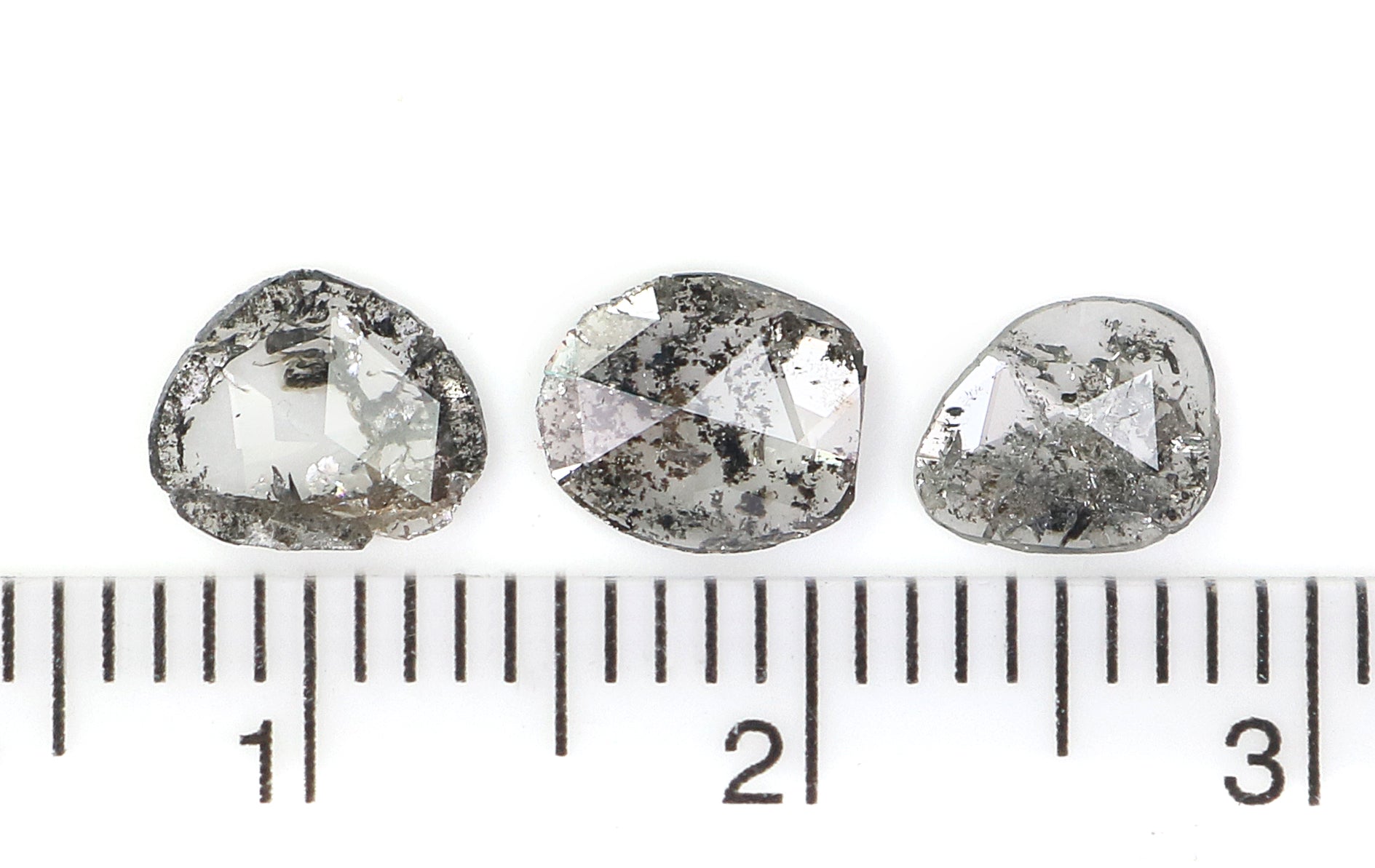 1.02 CT Natural Loose Slice Shape Diamond Salt And Pepper Slice Uncut Diamond 6.80 MM Natural Black Grey Diamond Irregular Cut Diamond L3560