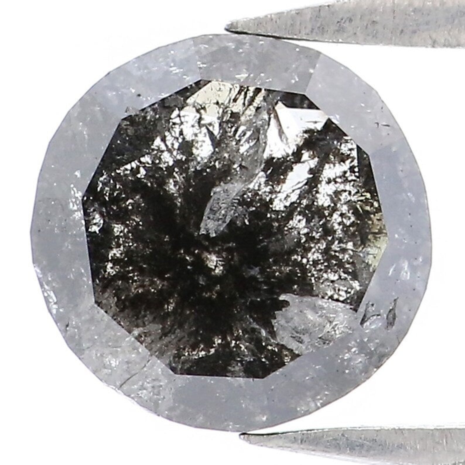 0.85 CT Natural Loose Round Rose Cut Diamond Salt And Pepper Round Cut Diamond 6.40 MM Natural Black Grey Color Round Shape Diamond NQ2021