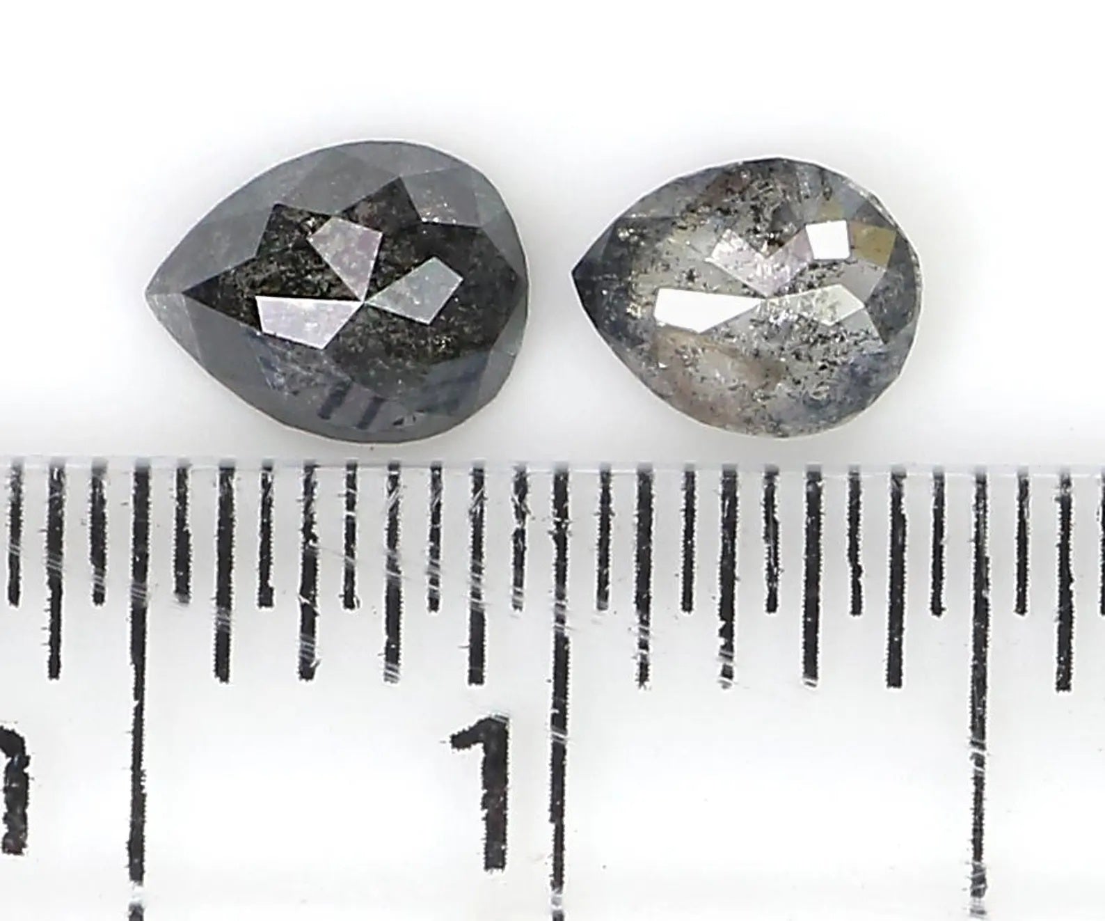 0.39 CT Natural Loose Pear Cut Pair Diamond Salt And Pepper Pear Shape Diamond 4.20 MM Natural Black Grey Color Pear Rose Cut Diamond NQ1854