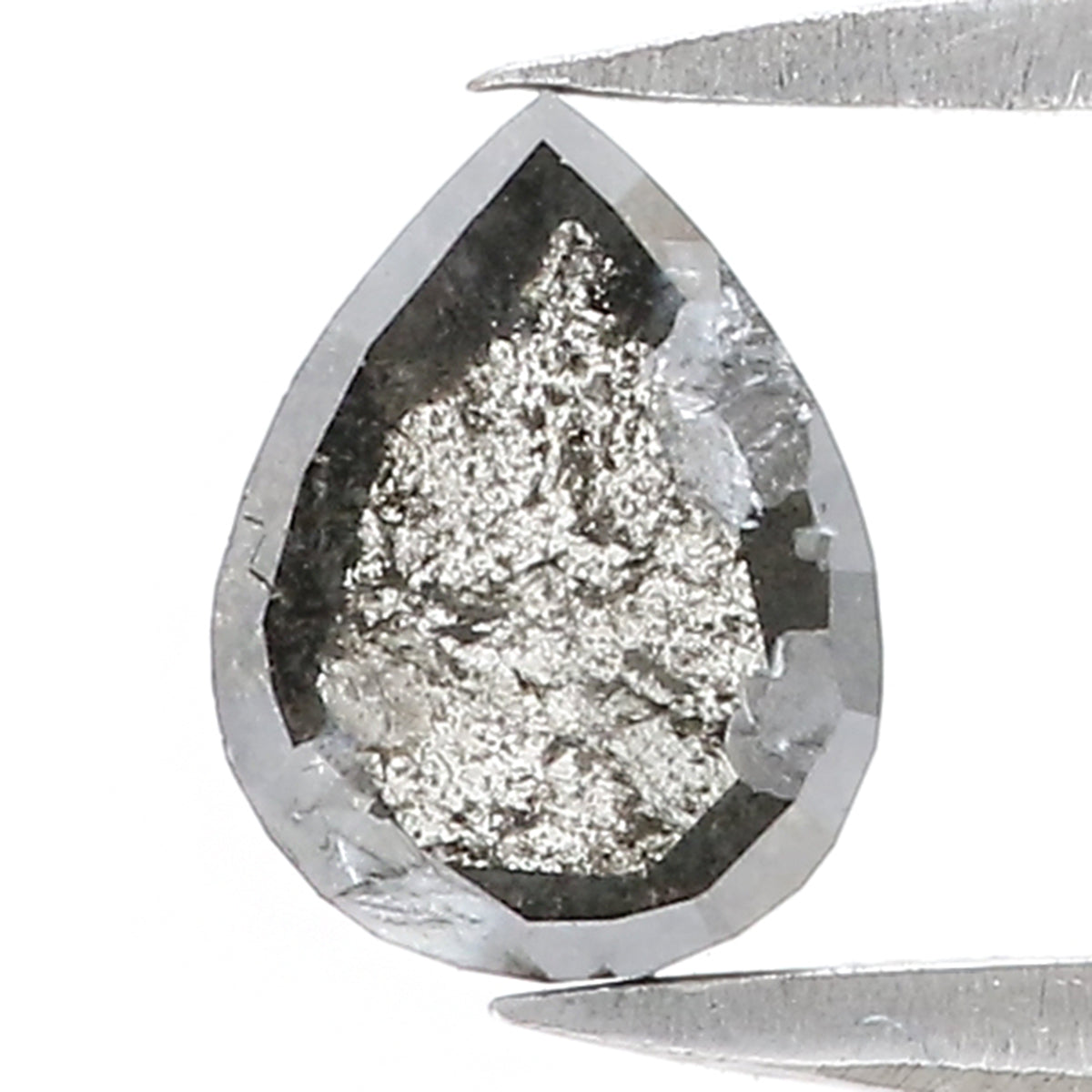 0.92 CT Natural Loose Pear Shape Diamond Salt And Pepper Pear Diamond 6.90 MM Natural Loose Black Grey Color Pear Rose Cut Diamond QL3095