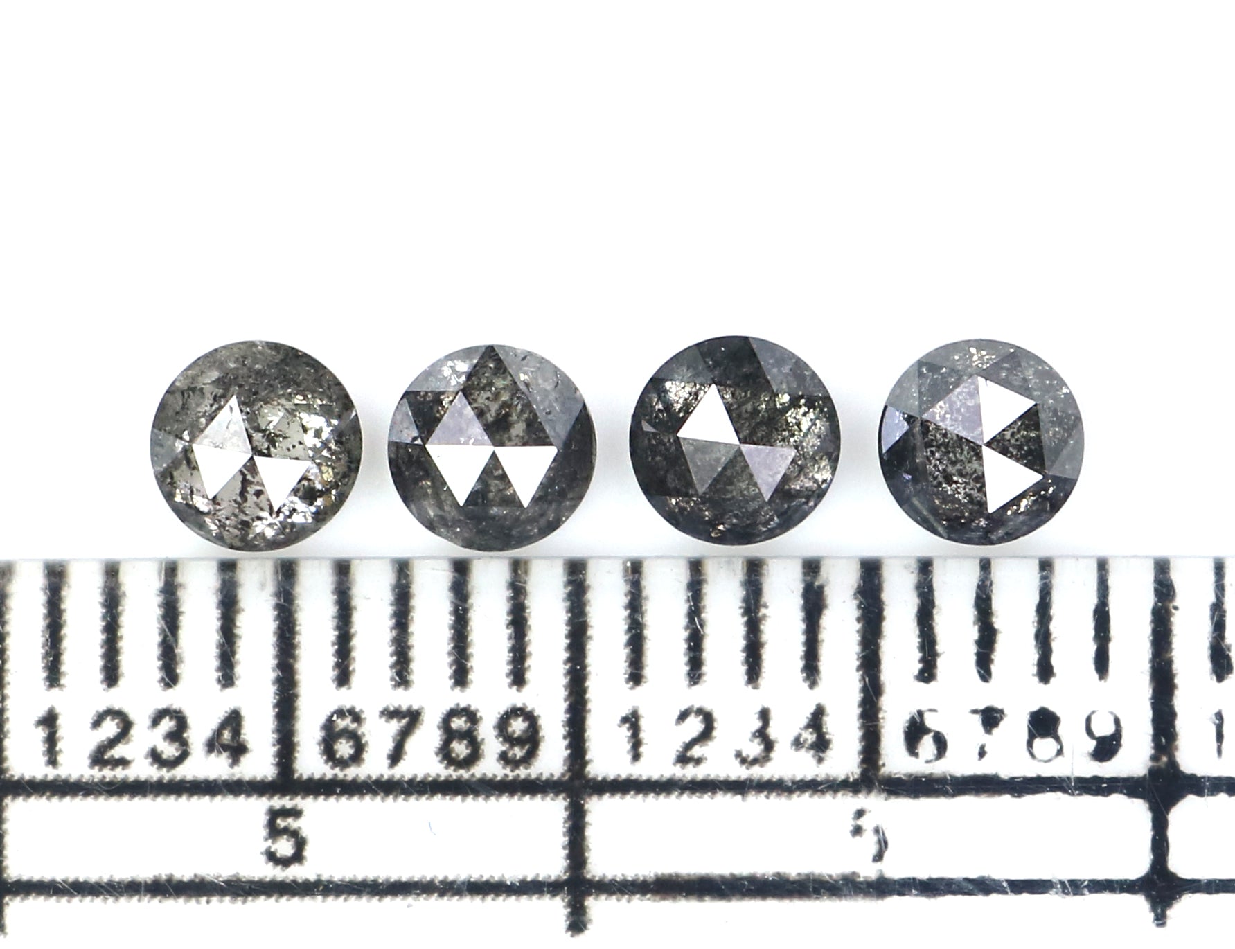 1.02 Ct Natural Loose Round Rose Cut Diamond Salt And Pepper Round Shape Diamond 3.65 MM Natural Black Grey Round Rose Cut Diamond LQ2787