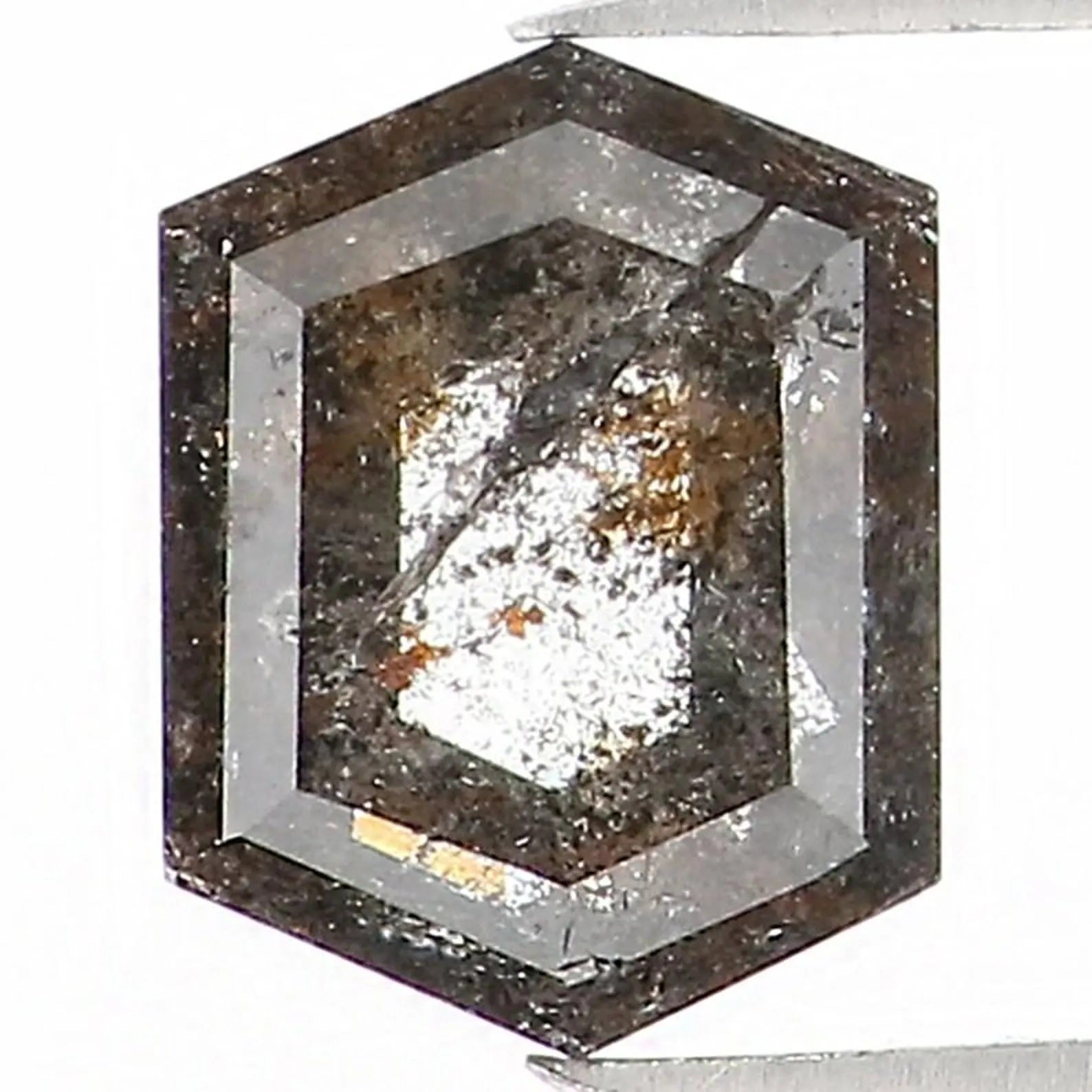 0.45 CT Natural Loose Hexagon Diamond Salt And Pepper Hexagon Diamond 5.10 MM Natural Loose Black Grey Color Hexagon Rose Cut Diamond NQ1516