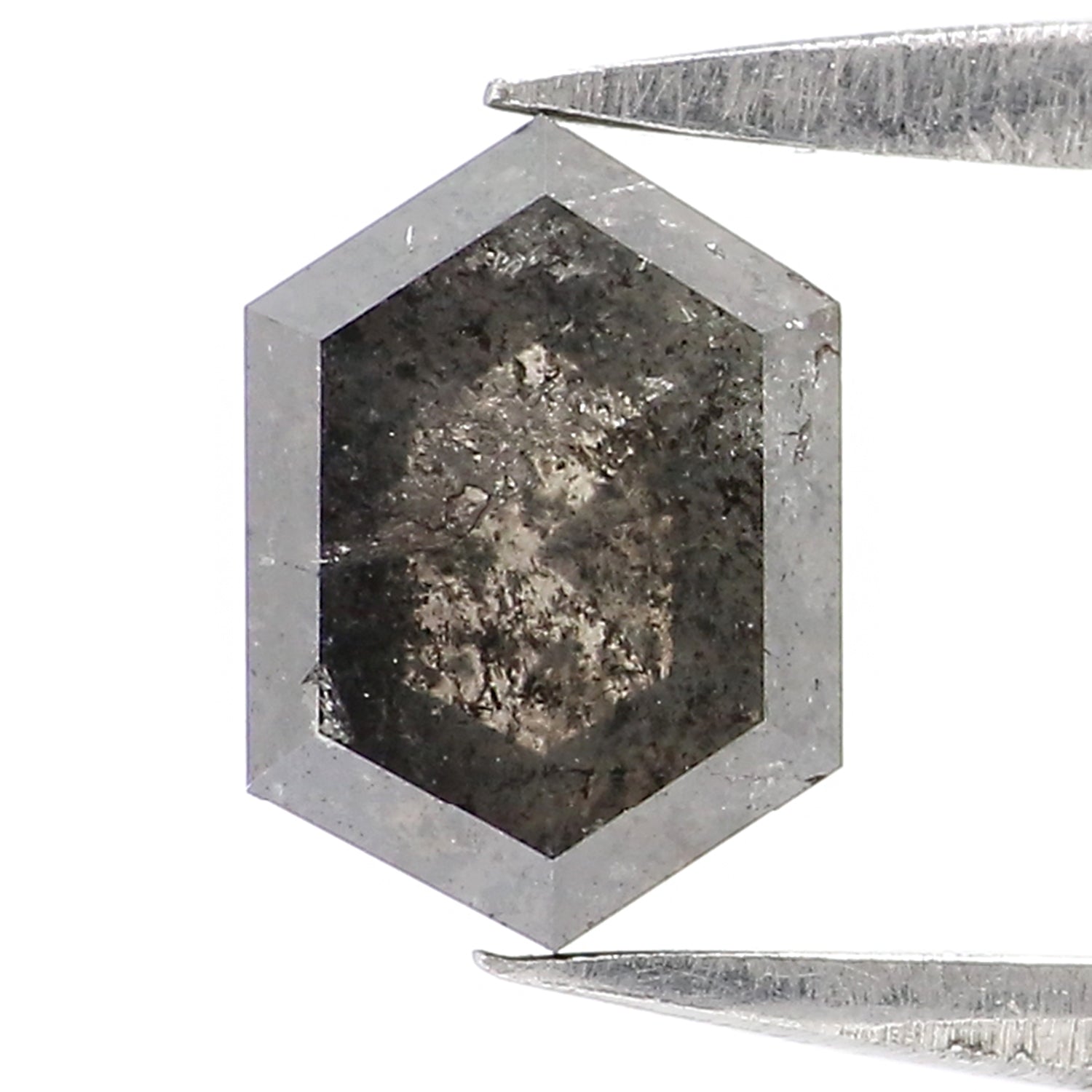 0.98 CT Natural Loose Hexagon Cut Diamond Salt And Pepper Hexagon Diamond 6.85 MM Natural Loose Black Grey Color Hexagon Cut Diamond QL2943