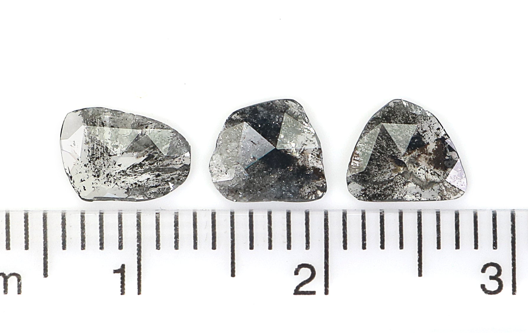 0.96 CT Natural Loose Slice Shape Diamond Salt And Pepper Slice Uncut Diamond 7.15 MM Natural Black Grey Diamond Irregular Cut Diamond L3559