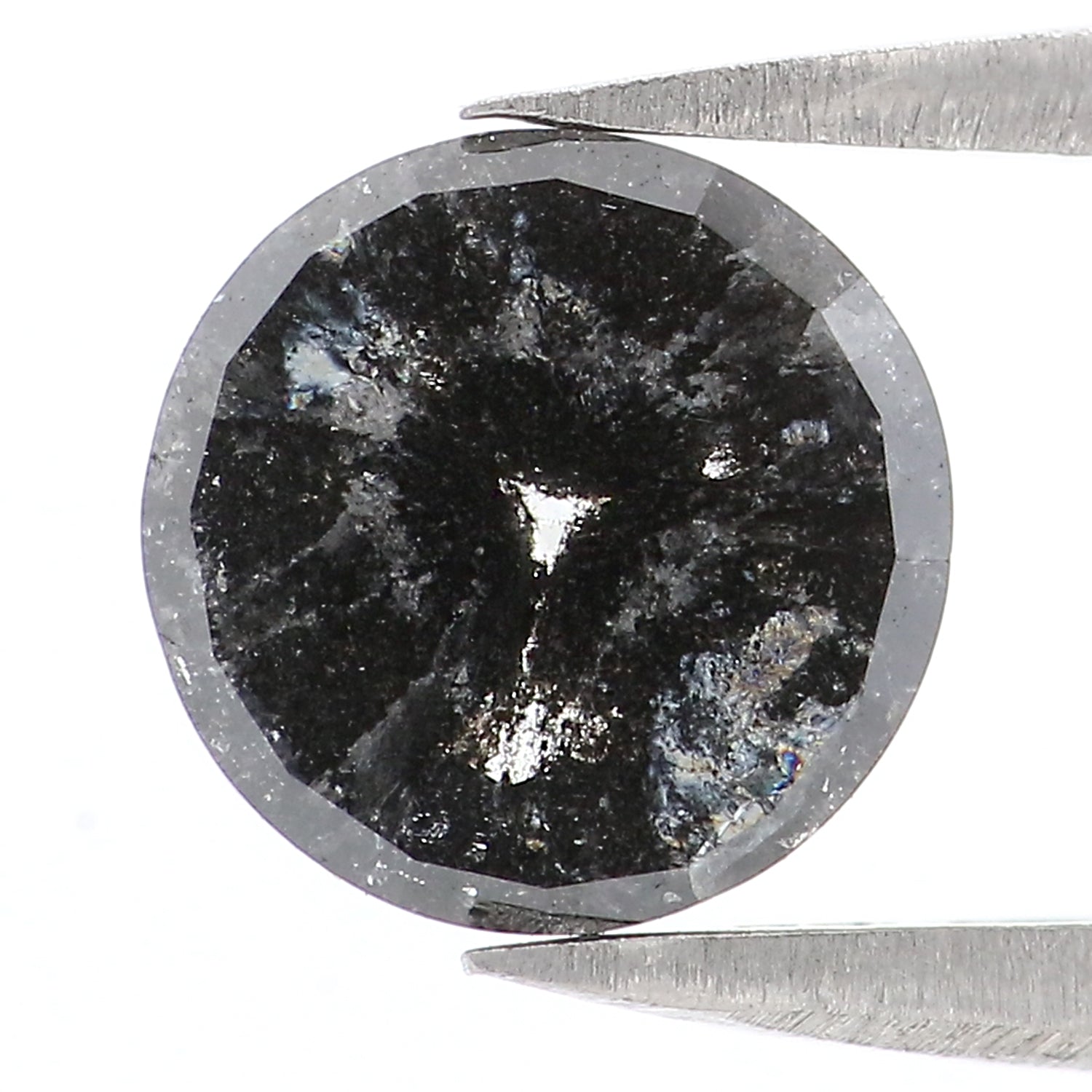 1.40 CT Natural Loose Round Rose Cut Diamond Salt And Pepper Round Diamond 7.55 MM Natural Loose Black Grey Color Rose Cut Diamond LC34