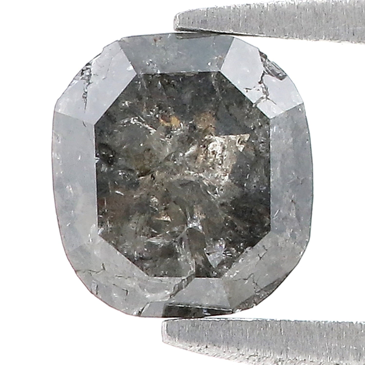 1.32 CT Natural Loose Cushion Shape Diamond Salt And Pepper Cushion Cut Diamond 6.40 MM Natural Black Grey Cushion Rose Cut Diamond LQ8793