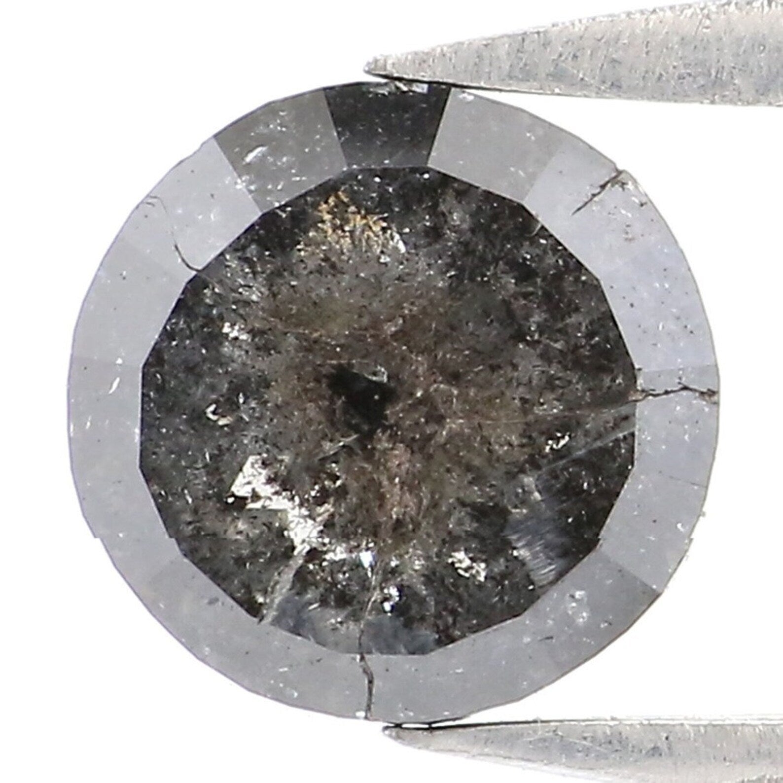 0.89 CT Natural Loose Round Rose Cut Diamond Salt And Pepper Round Cut Diamond 6.25 MM Natural Loose Black Grey Round Shape Diamond NQ1972