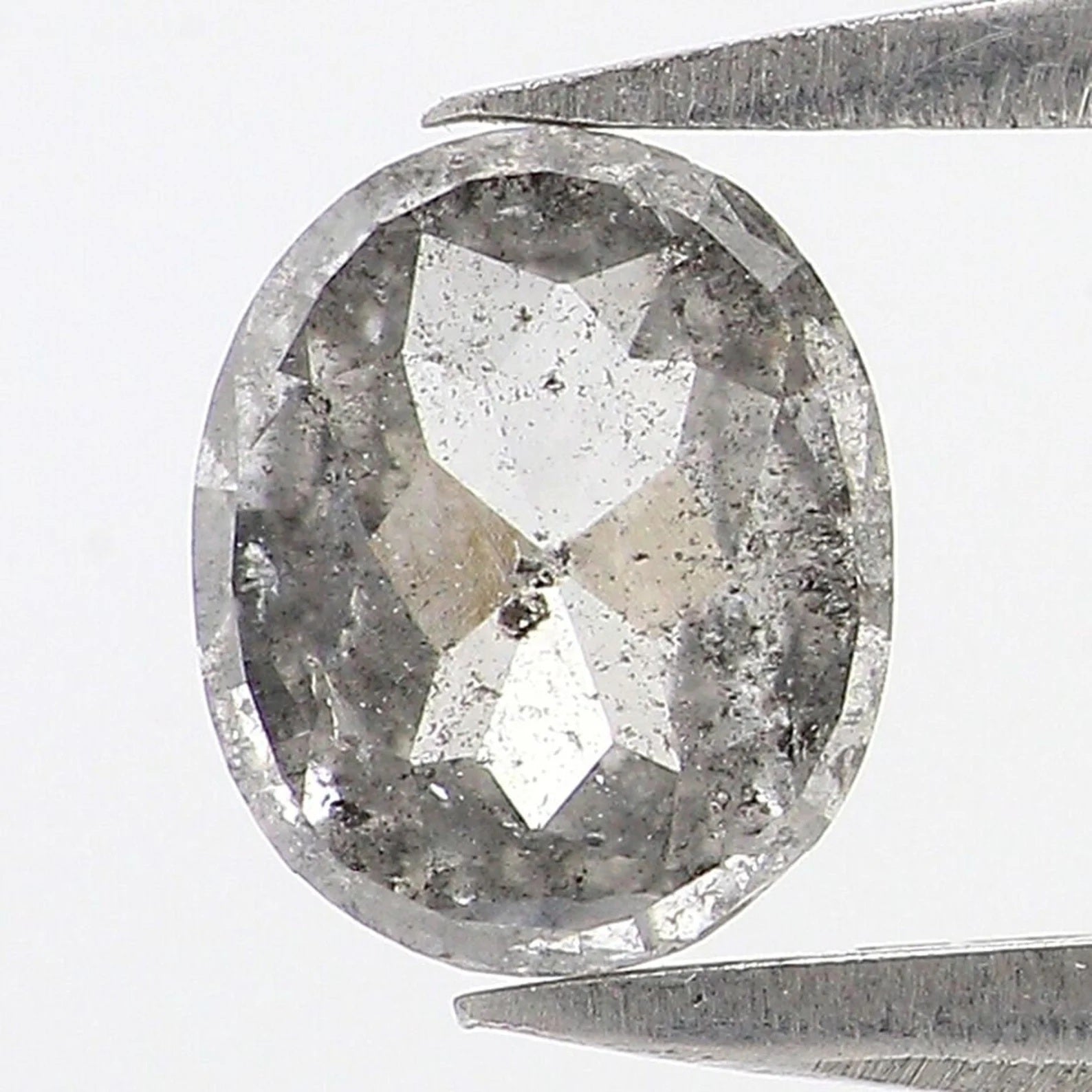 0.65 Ct Natural Loose Oval Shape Diamond Salt And Pepper Oval Diamond 6.10 MM Natural Loose Black Grey Color Oval Rose Cut Diamond NQ964