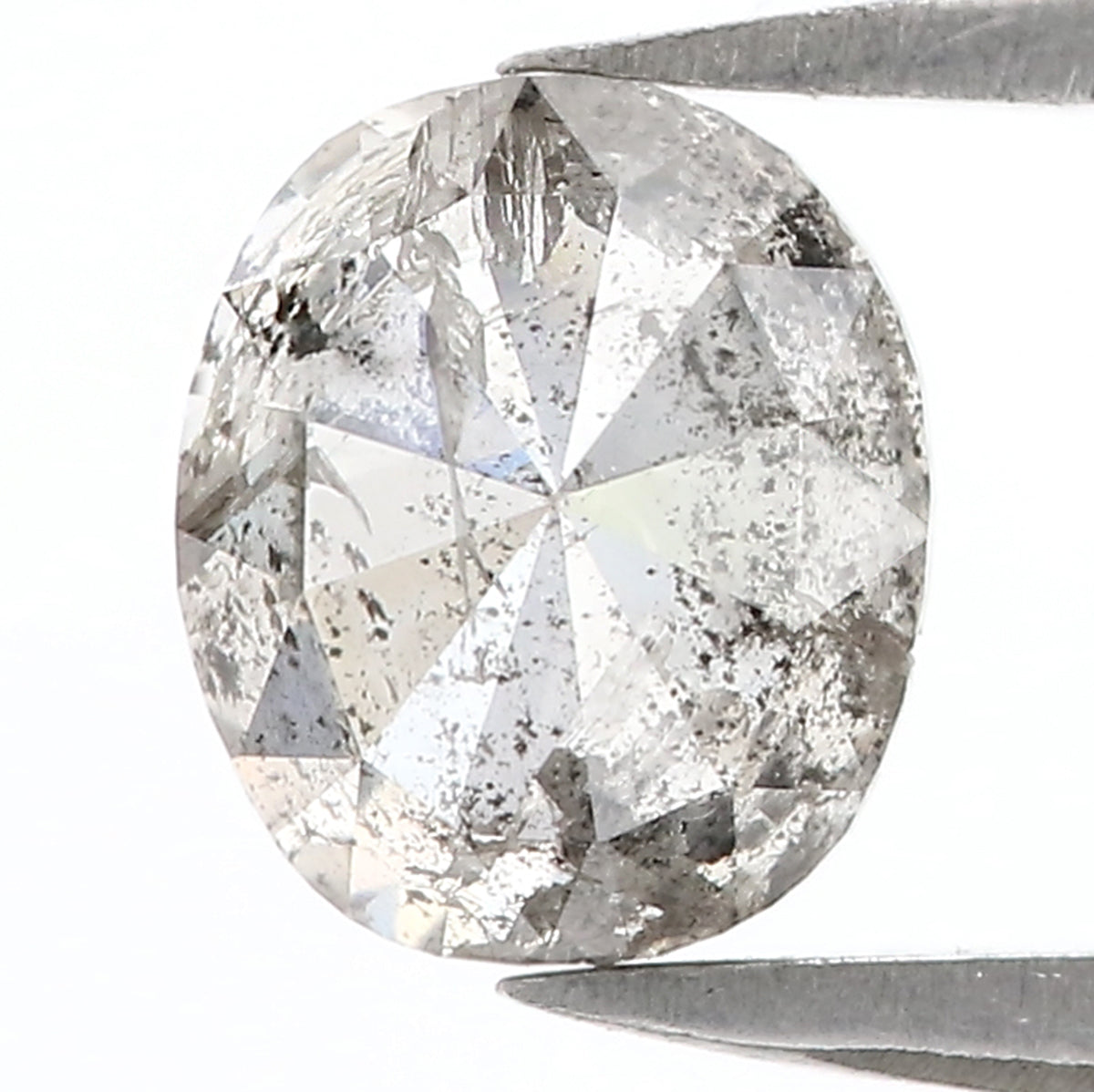 1.59 Ct Natural Loose Oval Shape Diamond Salt And Pepper Oval Cut Diamond 7.25 MM Natural Loose Black Grey Color Oval Rose Cut Diamond LC41