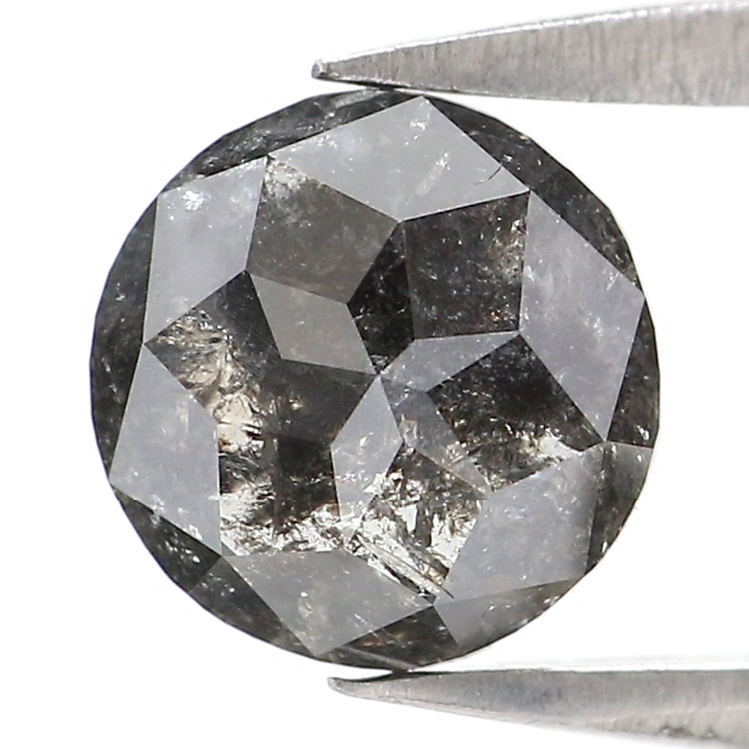 1.17 Ct Natural Loose Round Rose Cut Diamond Salt And Pepper Round Shape Diamond 6.60 MM Natural Black Grey Round Rose Cut Diamond KQ2718