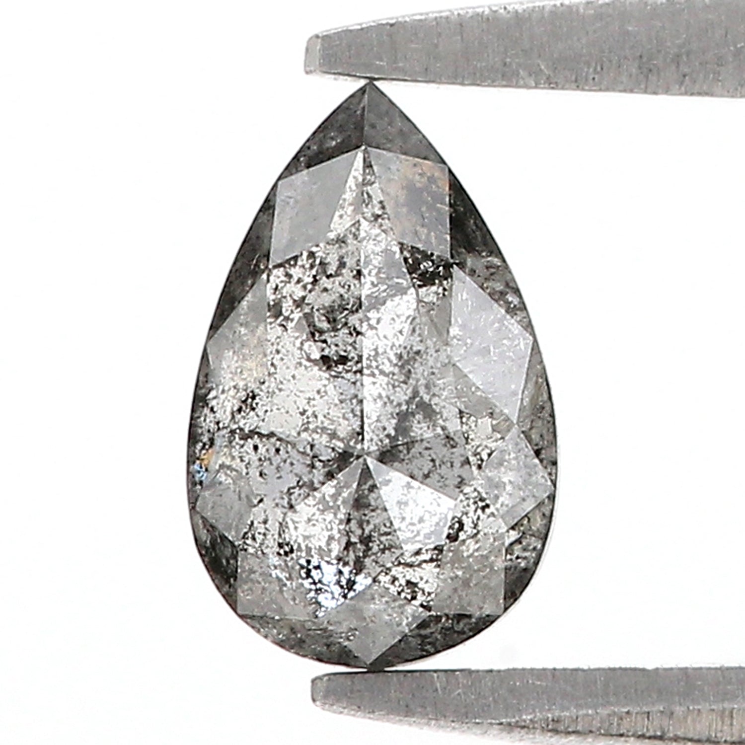 0.70 CT Natural Loose Pear Shape Diamond Salt And Pepper Pear Diamond 7.25 MM Natural Loose Black Grey Color Pear Rose Cut Diamond N2625