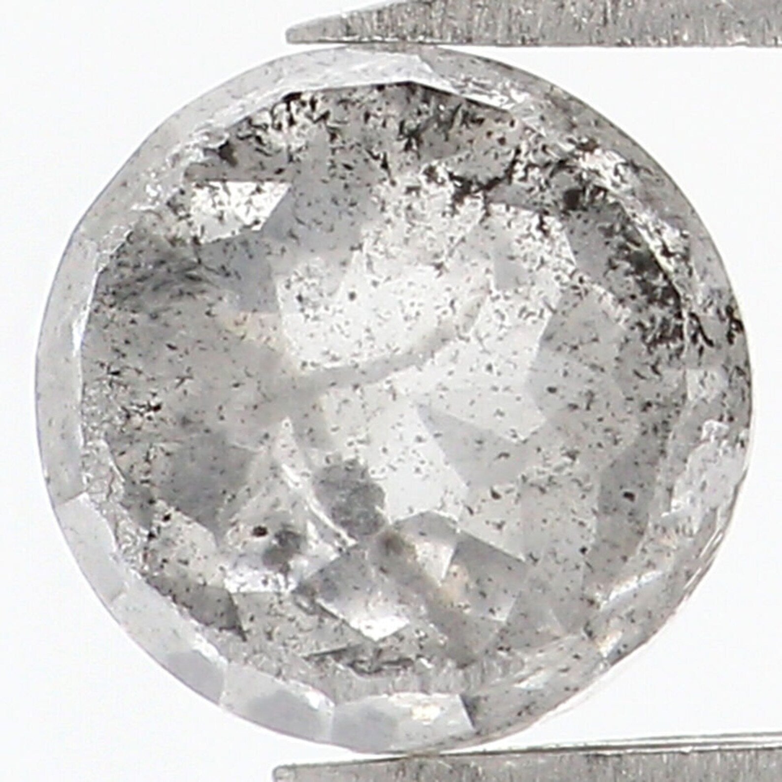 0.82 Ct Natural Loose Round Rose Cut Diamond Salt And Pepper Diamond 5.30 MM Natural Black Gray Color Round Rose Cut Diamond QN9705