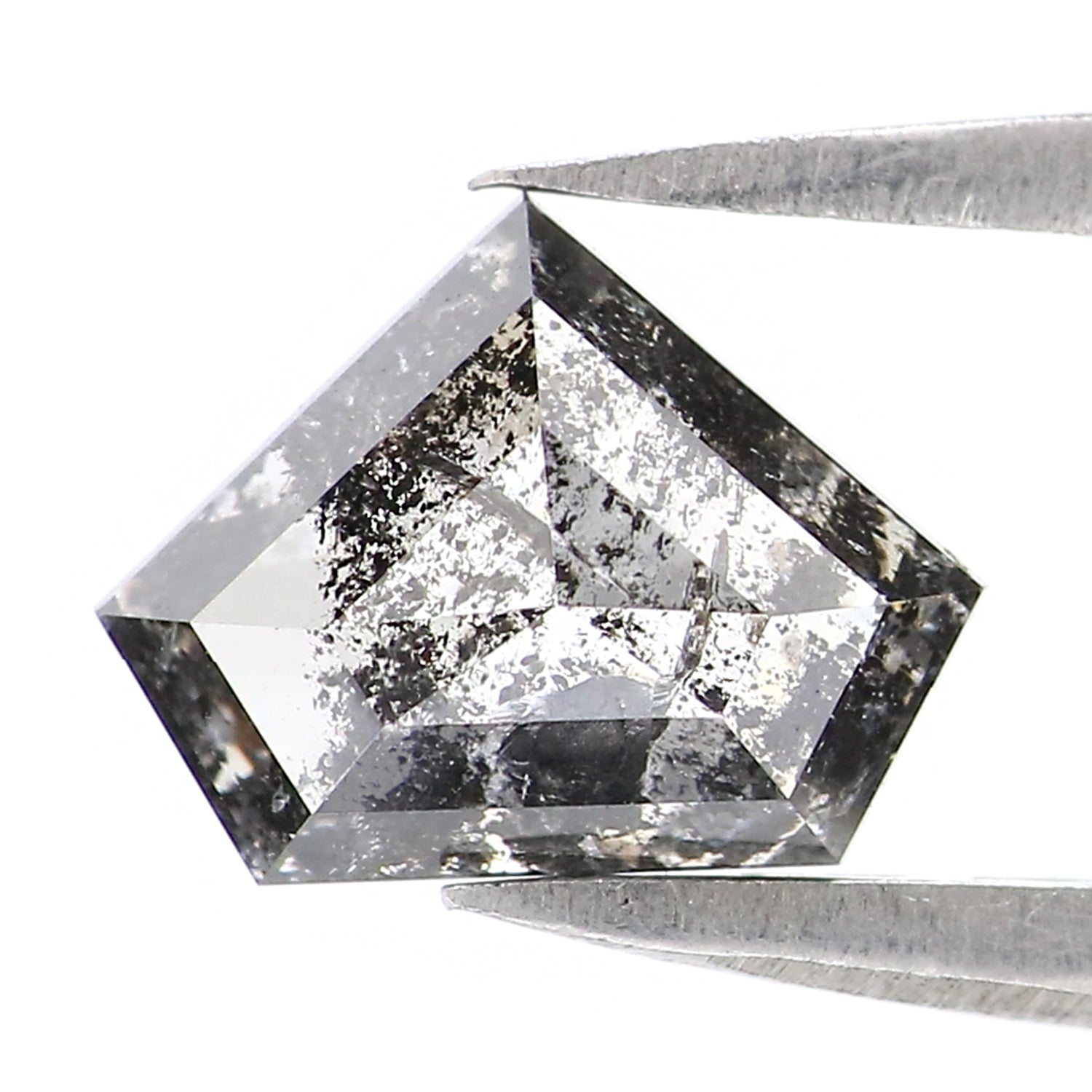 1.27 CT Natural Loose Shield Shape Diamond Salt And Pepper Shield Diamond 6.50 MM Natural Loose Black Color Shield Rose Cut Diamond QL2932