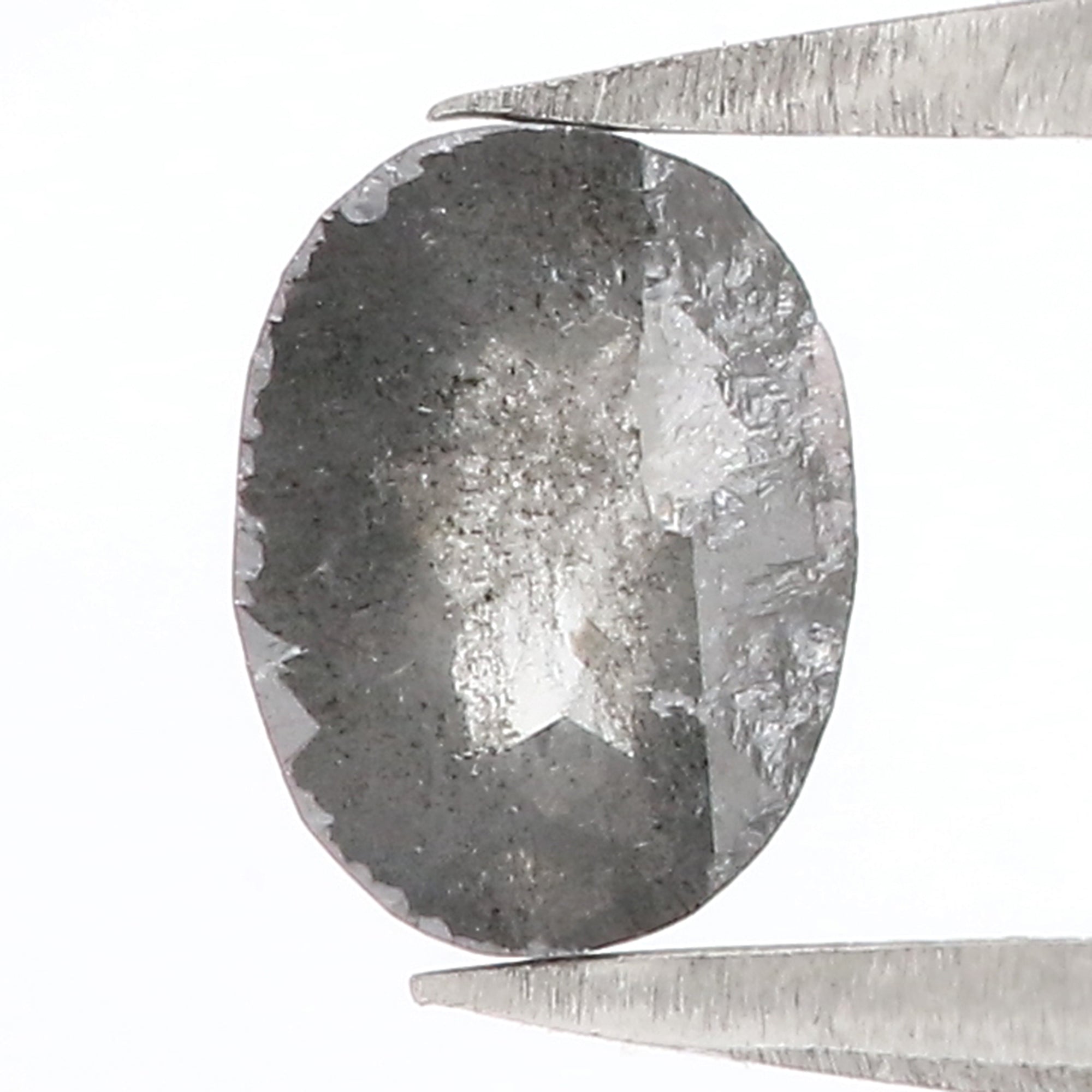 0.72 CT Natural Loose Oval Shape Diamond Salt And Pepper Oval Diamond 6.15 MM Natural Diamond Black Grey Color Oval Rose Cut Diamond QL3093
