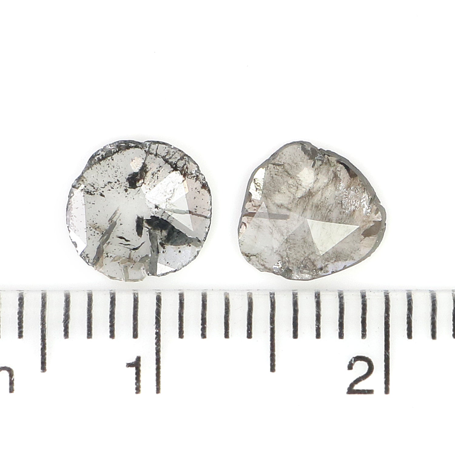 0.67 CT Natural Loose Slice Shape Diamond Salt And Pepper Slice Uncut Diamond 6.50 MM Natural Black Grey Diamond Irregular Cut Diamond L3564