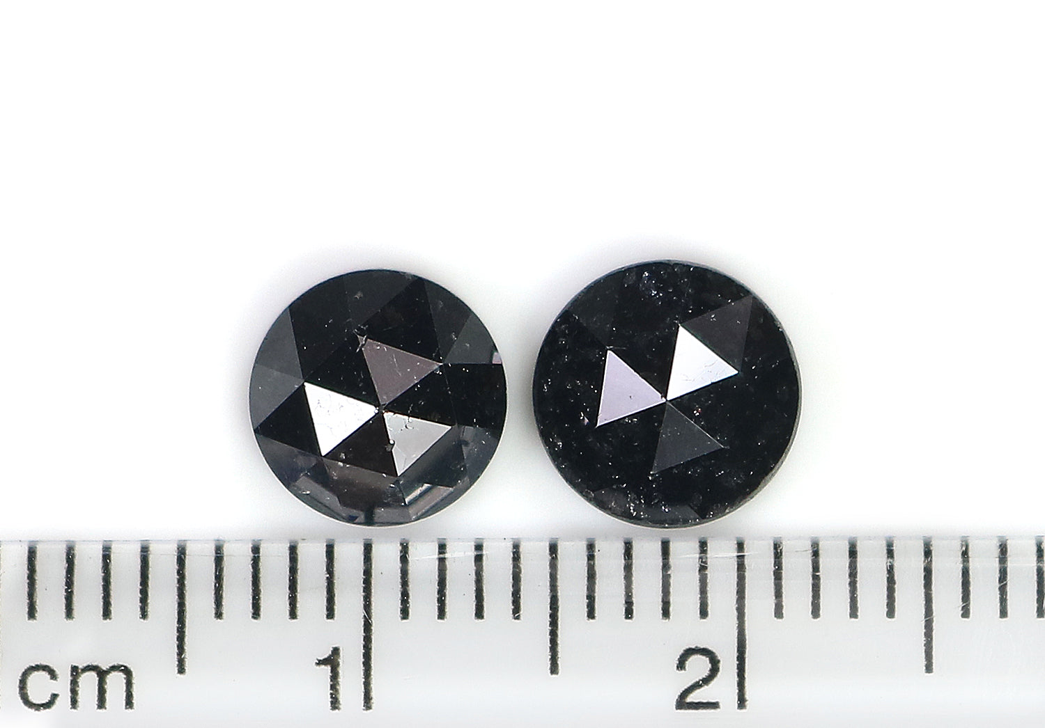3.01 CT Natural Loose Round Rose Cut Pair Diamond Black Color Round Shape Diamond 6.95 MM Natural Black Color Round Rose Cut Diamond LQ1691