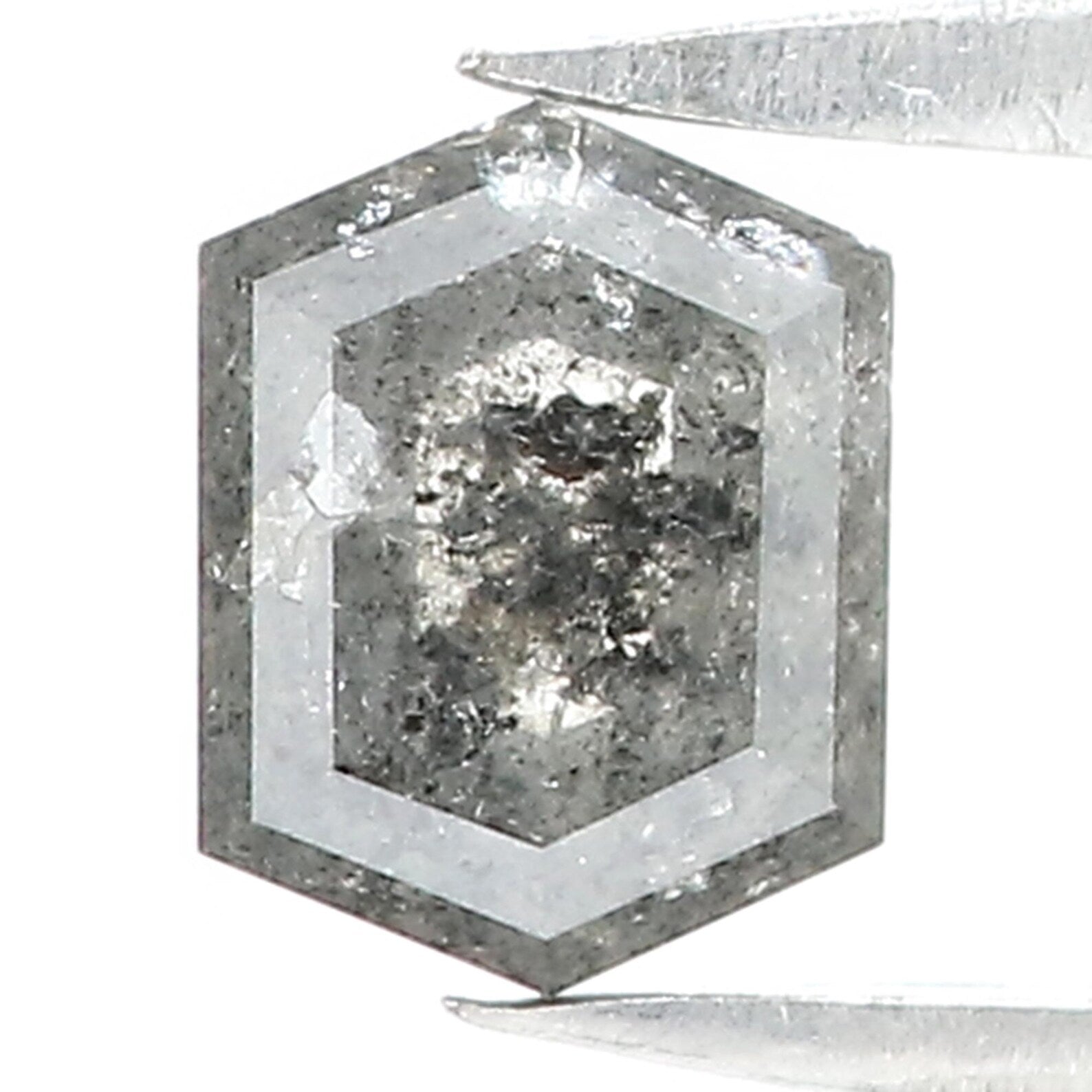 0.95 CT Natural Loose Hexagon Shape Diamond Salt And Pepper Hexagon Cut Diamond 6.40 MM Natural Loose Hexagon Shape Rose Cut Diamond QN1448