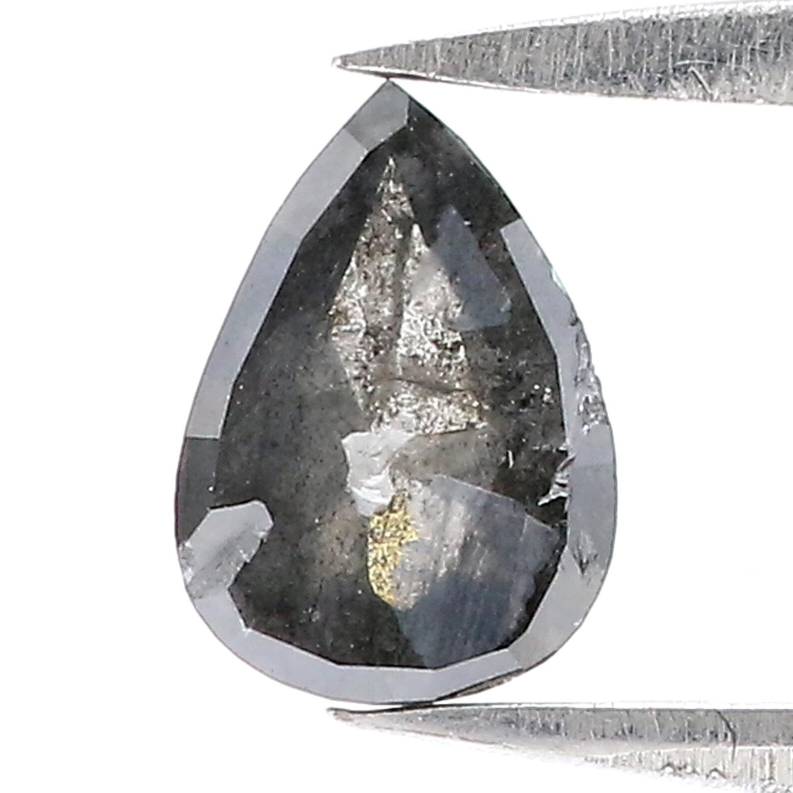 0.70 CT Natural Loose Pear Shape Diamond Salt And Pepper Diamond 7.20 MM Natural Loose Black Grey Color Pear Shape Rose Cut Diamond QN9960