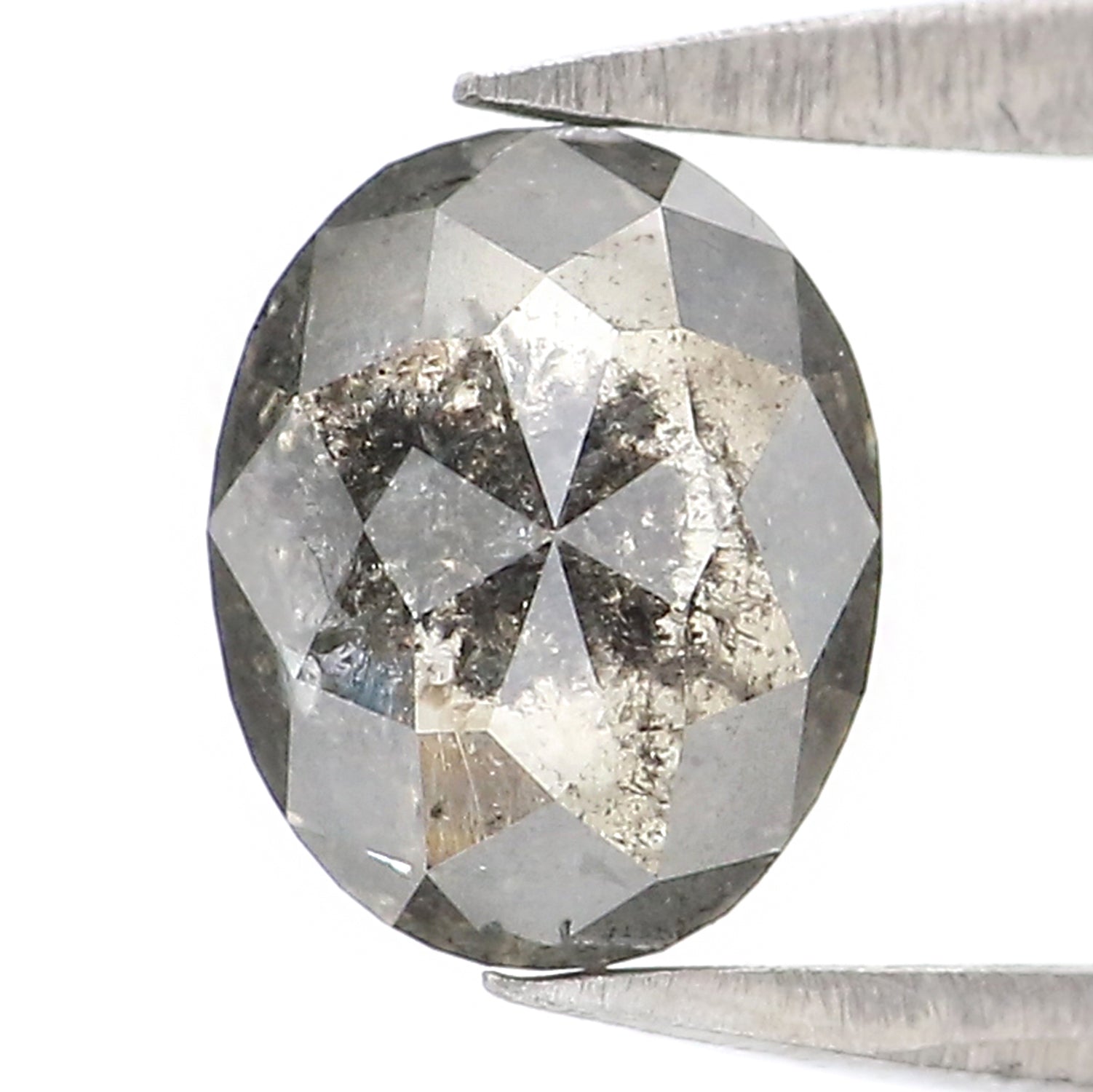 0.72 CT Natural Loose Oval Shape Diamond Salt And Pepper Oval Cut Diamond 6.15 MM Natural Black Grey Diamond Oval Rose Cut Diamond LQ2951