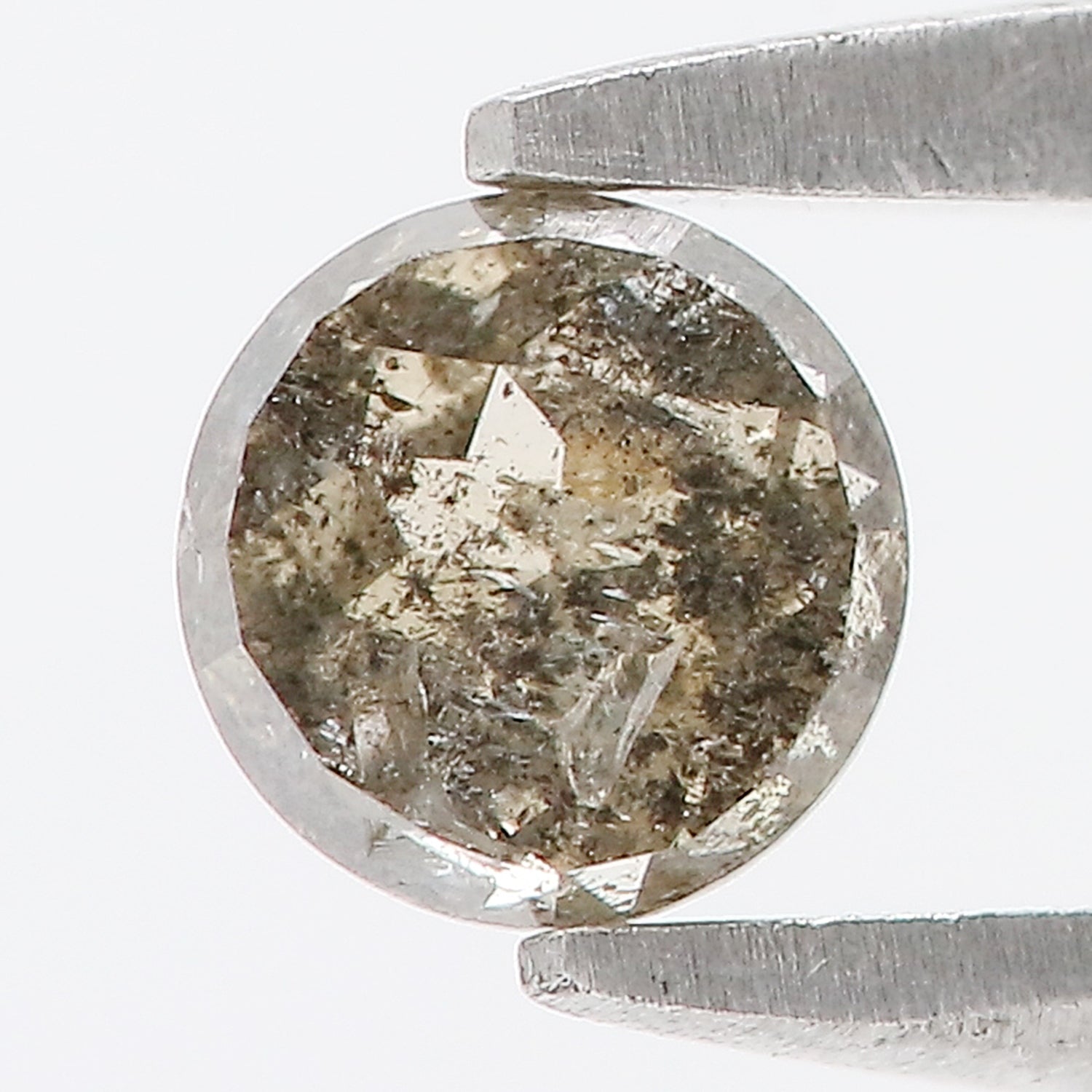 0.49 Ct Natural Loose Round Rose Cut Diamond Salt And Pepper Round Shape Diamond 4.50 MM Natural Black Grey Round Rose Cut Diamond LQ9813