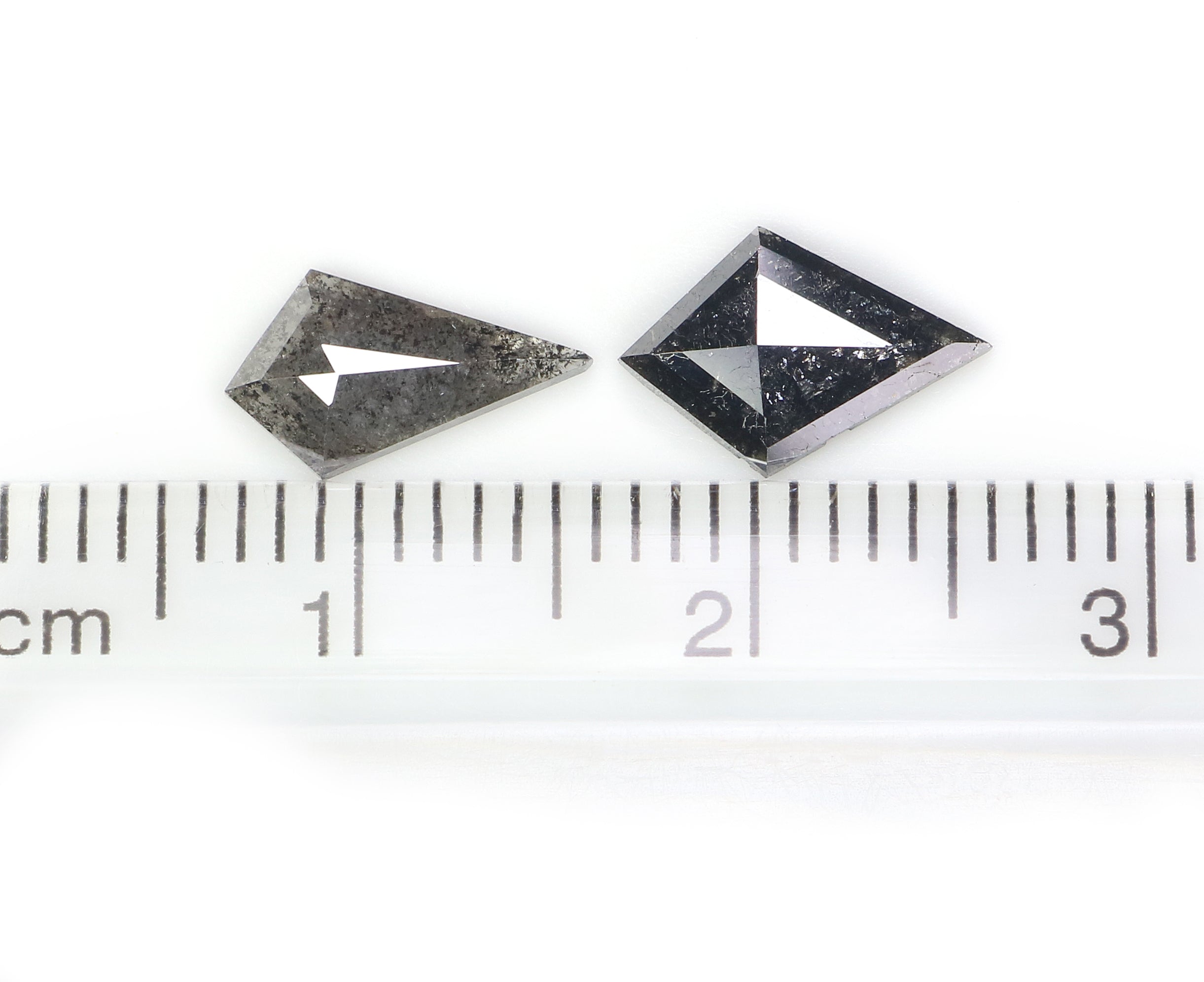 1.11 CT Natural Loose Kite Cut Pair Diamond Salt And Pepper Kite Shape Diamond 9.50 MM Natural Black Grey Color Kite Rose Cut Diamond N2604