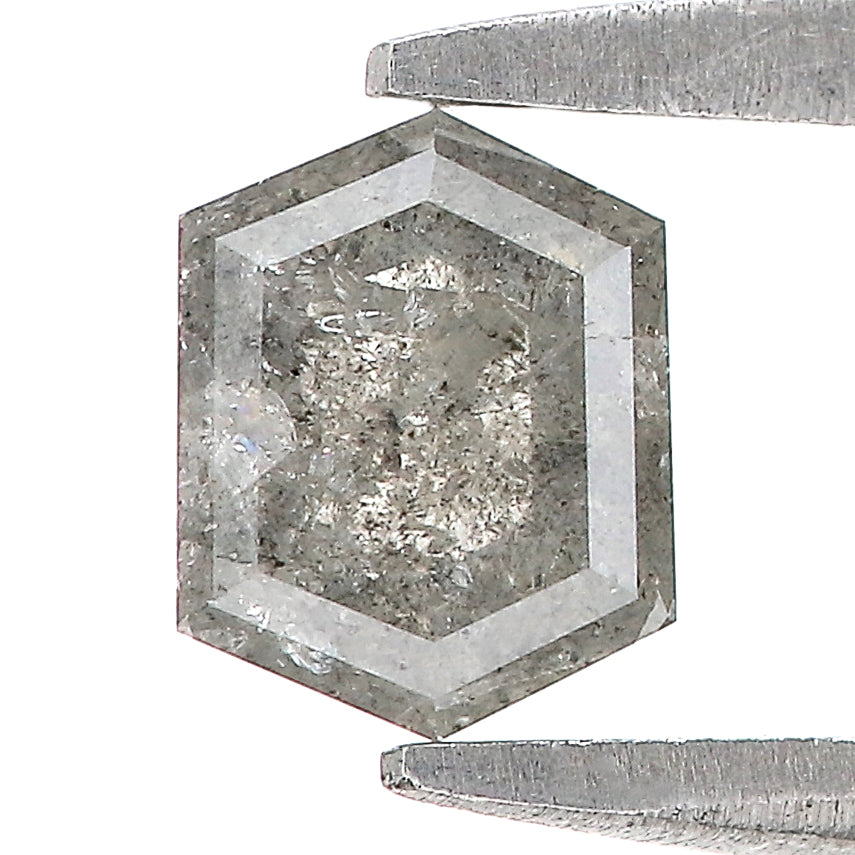 0.64 CT Natural Loose Hexagon Shape Diamond Salt And Pepper Hexagon Cut Diamond 5.75 MM Natural Grey Color Hexagon Rose Cut Diamond LQ809