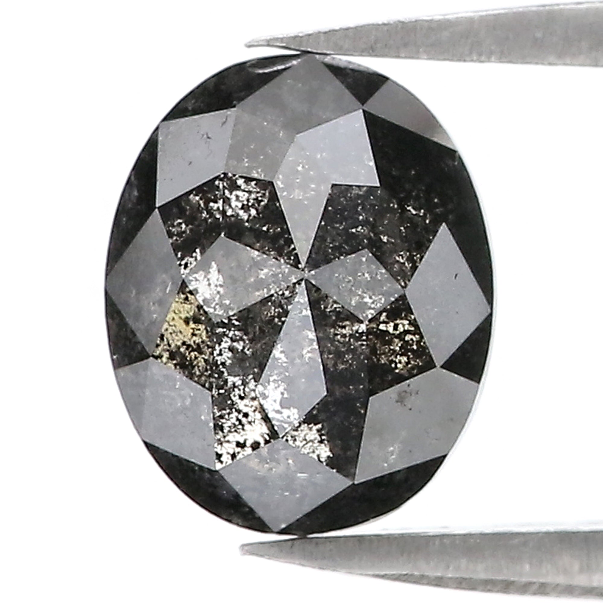 2.63 Ct Natural Loose Oval Shape Diamond Salt And Pepper Oval Cut Diamond 9.15 MM Natural Loose Diamond Oval Shape Rose Cut Diamond LC61