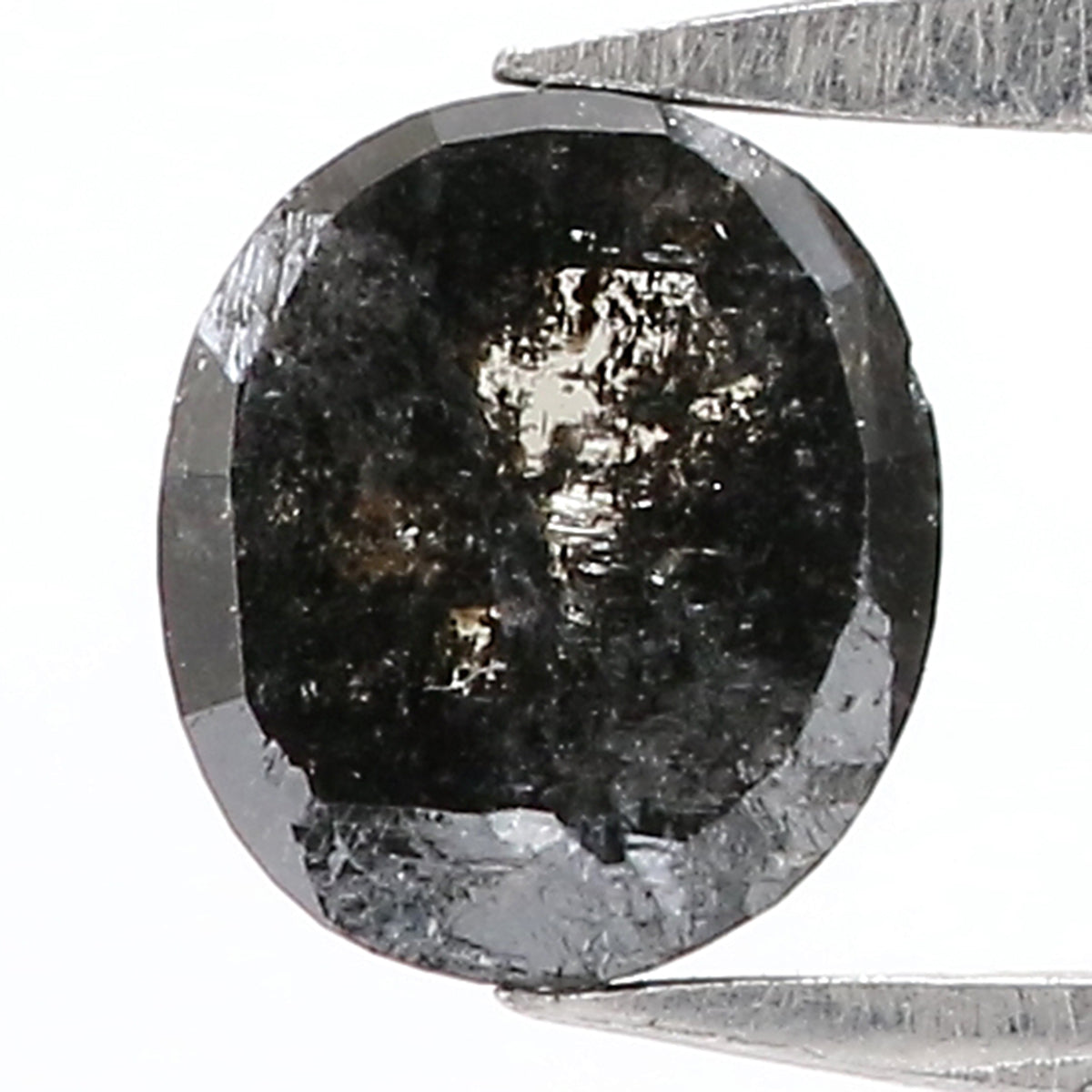 0.92 Natural Loose Oval Shape Diamond Salt And Pepper Oval Diamond 5.95 MM Natural Diamond Black Grey Color Oval Rose Cut Diamond QL3080