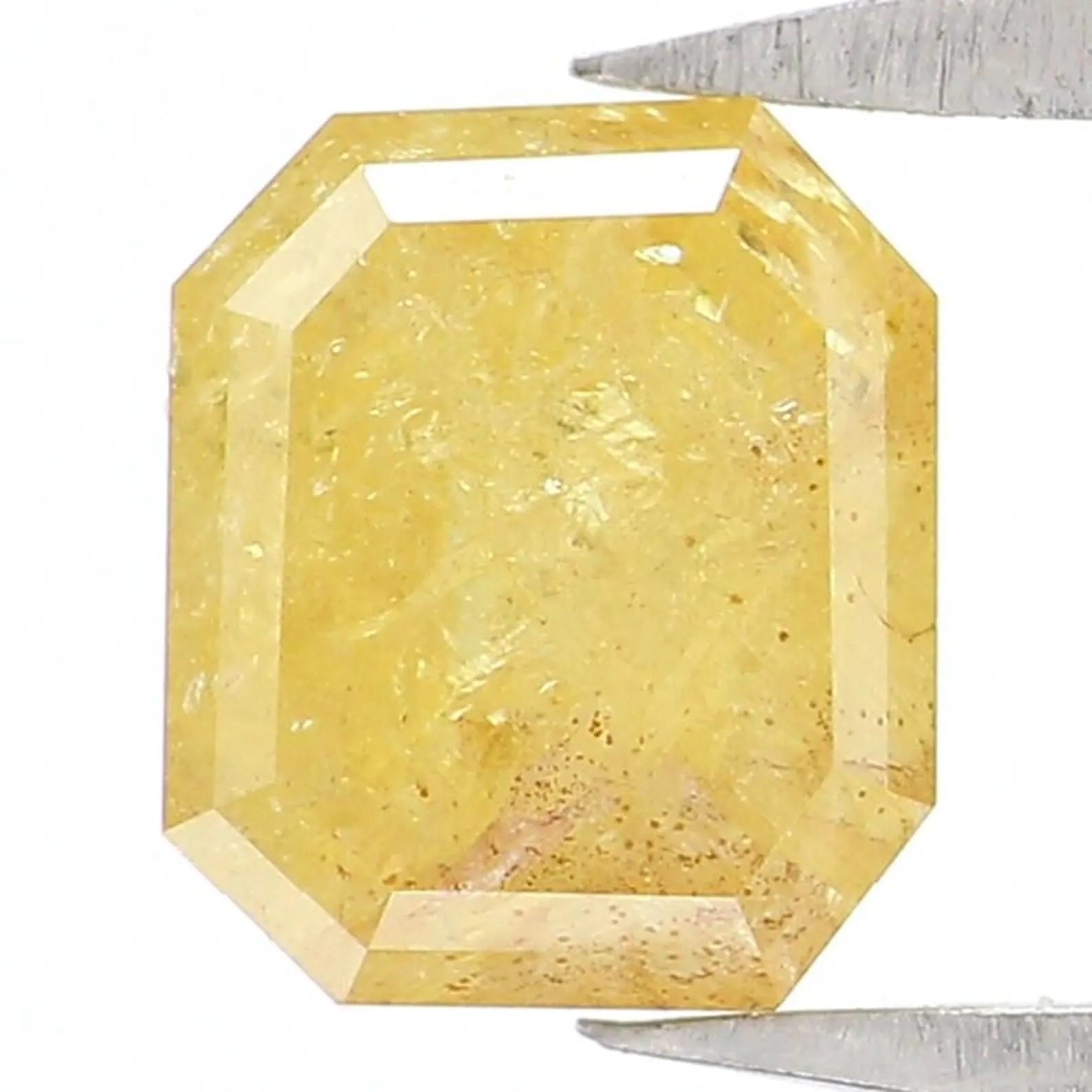 1.34 CT Natural Loose Emerald Shape Diamond Yellow Color Emerald Diamond 6.35 MM Natural Loose Yellow Color Emerald Rose Cut Diamond NQ1926
