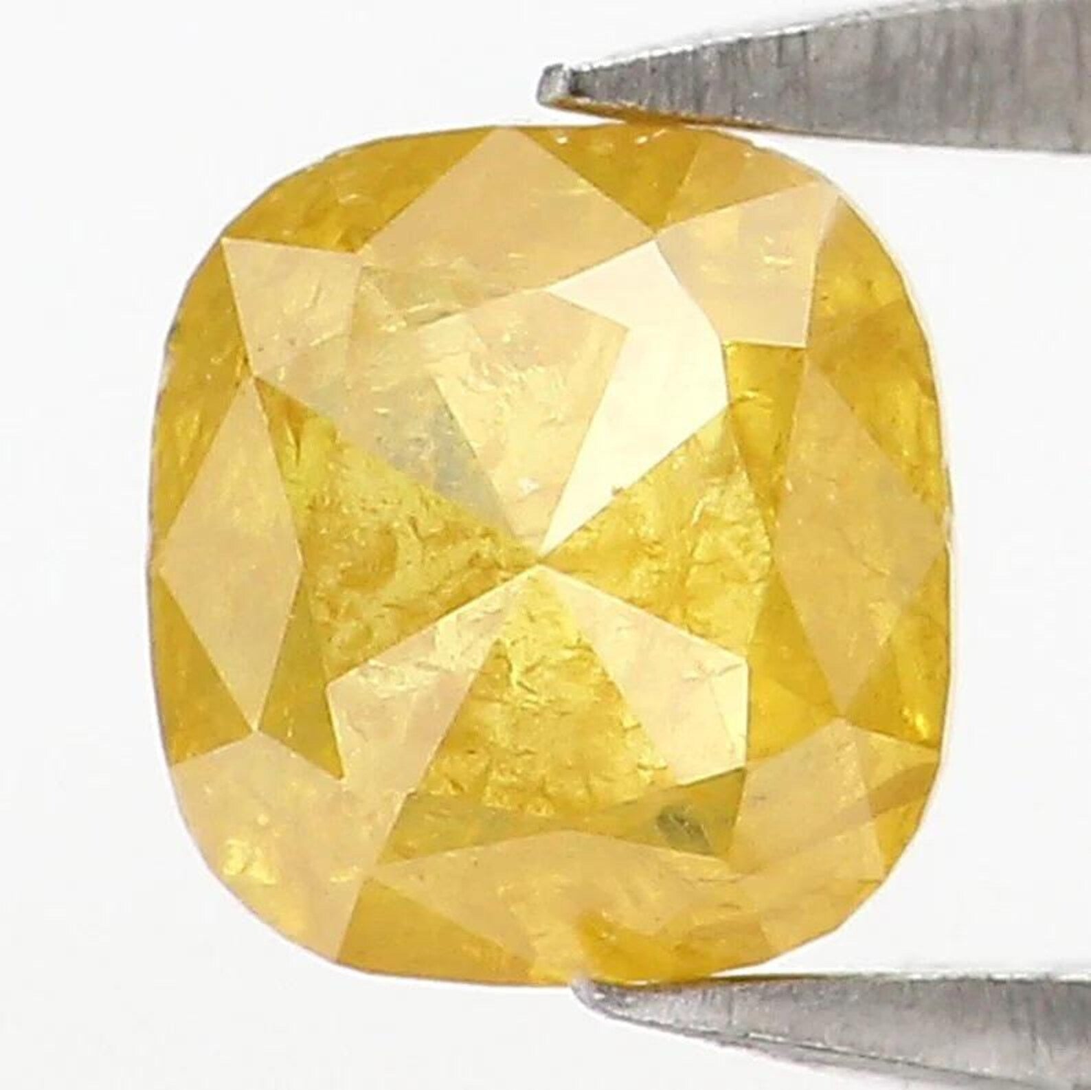 0.71 CT Natural Loose Cushion Shape Diamond Yellow Color Cushion Diamond 4.90 MM Natural Loose Yellow Color Cushion Rose Cut Diamond NQ2358
