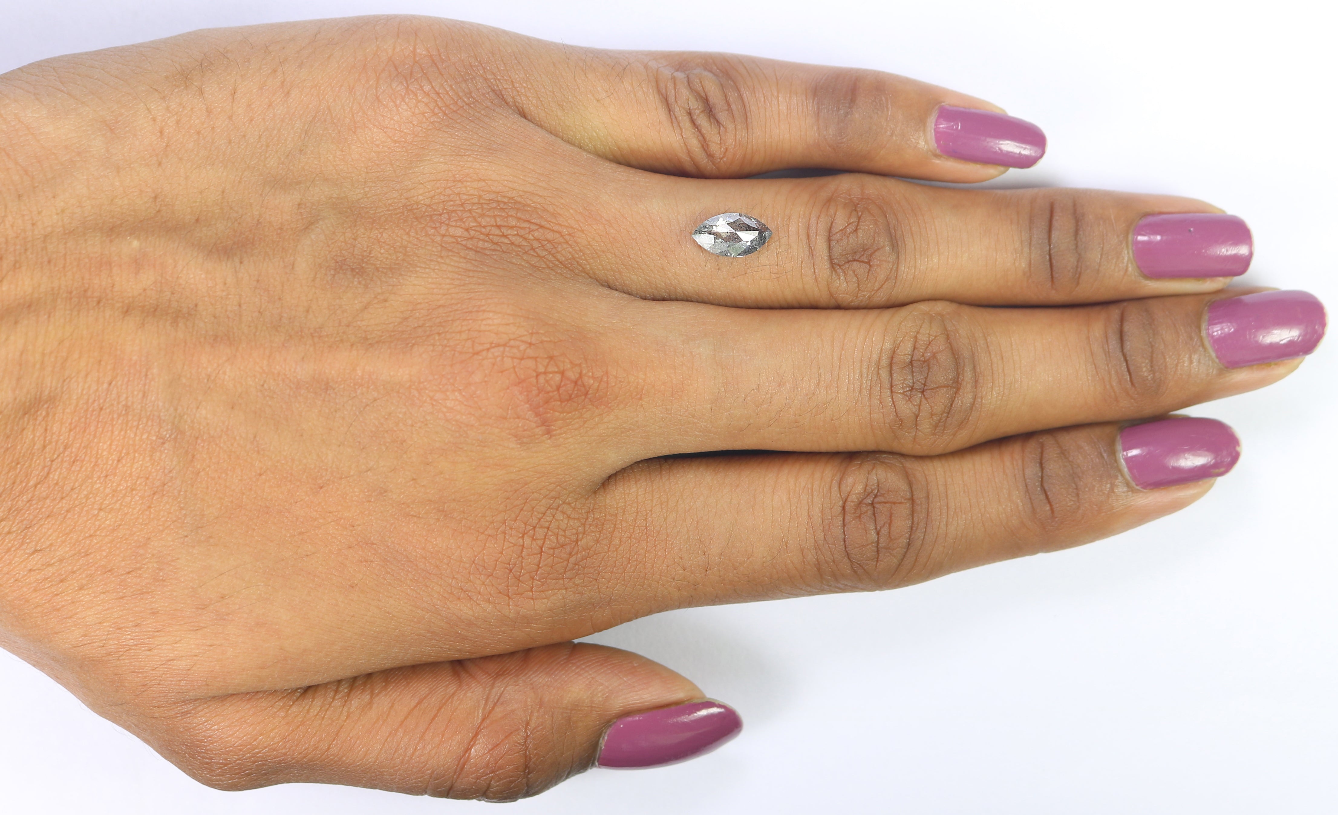 Natural Marquise Salt And Pepper Diamond 1.01 CT Loose Rose Cut Black Grey Stone 9.43 MM Rustic Diamond For Custom Engagement Ring L3686