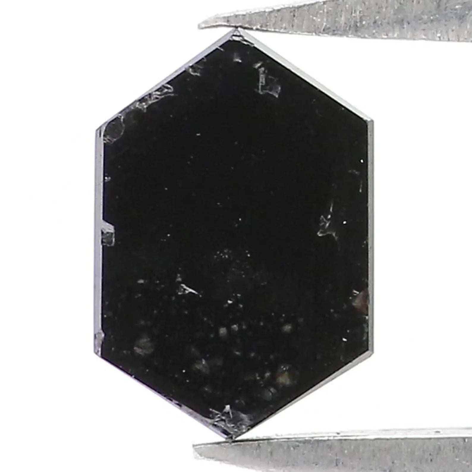 0.47 CT Natural Loose Hexagon Shape Diamond Black Color Hexagon Diamond 6.35 MM Natural Loose Black Color Hexagon Rose Cut Diamond NQ2298