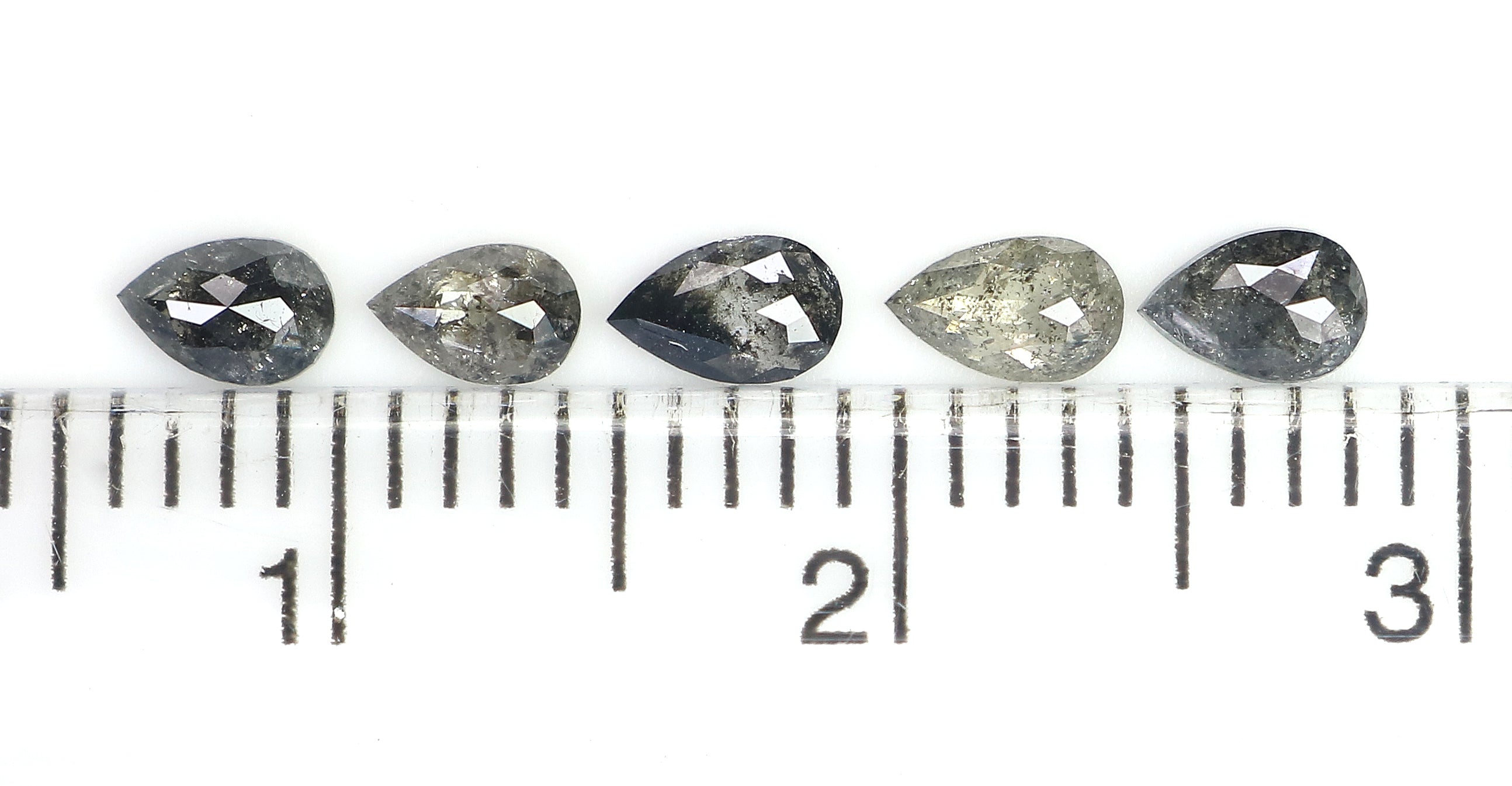 0.59 CT Natural Loose Pear Shape Diamond Salt And Pepper Pear Diamond 4.30 MM Natural Loose Black Grey Color Pear Rose Cut Diamond LQ2789