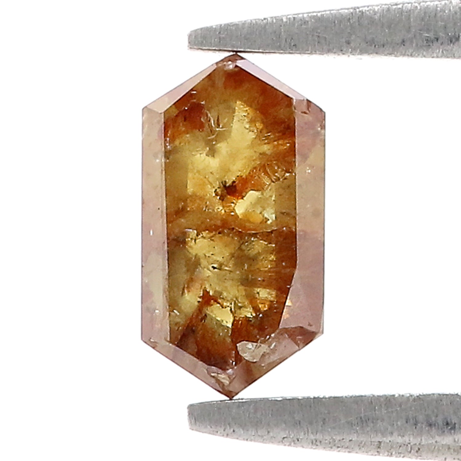 0.59 CT Natural Loose Hexagon Shape Diamond Yellow Color Hexagon Diamond 7.05 MM Natural Loose Brown Color Hexagon Rose Cut Diamond N2652