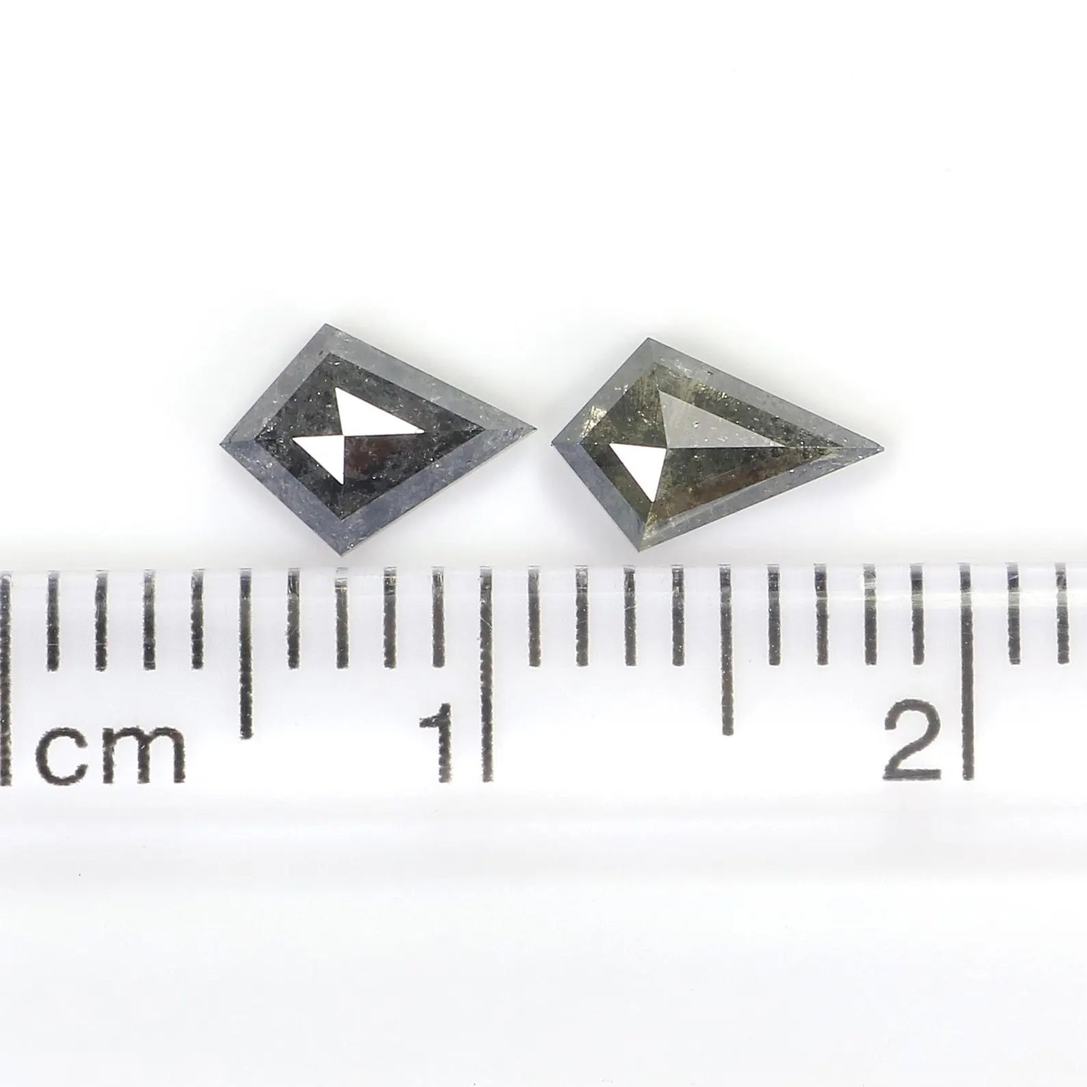 0.85 CT Natural Loose Kite Cut Pair Diamond Salt And Pepper Kite Shape Diamond 6.95 MM Natural Black Grey Color Kite Rose Cut Diamond N2600