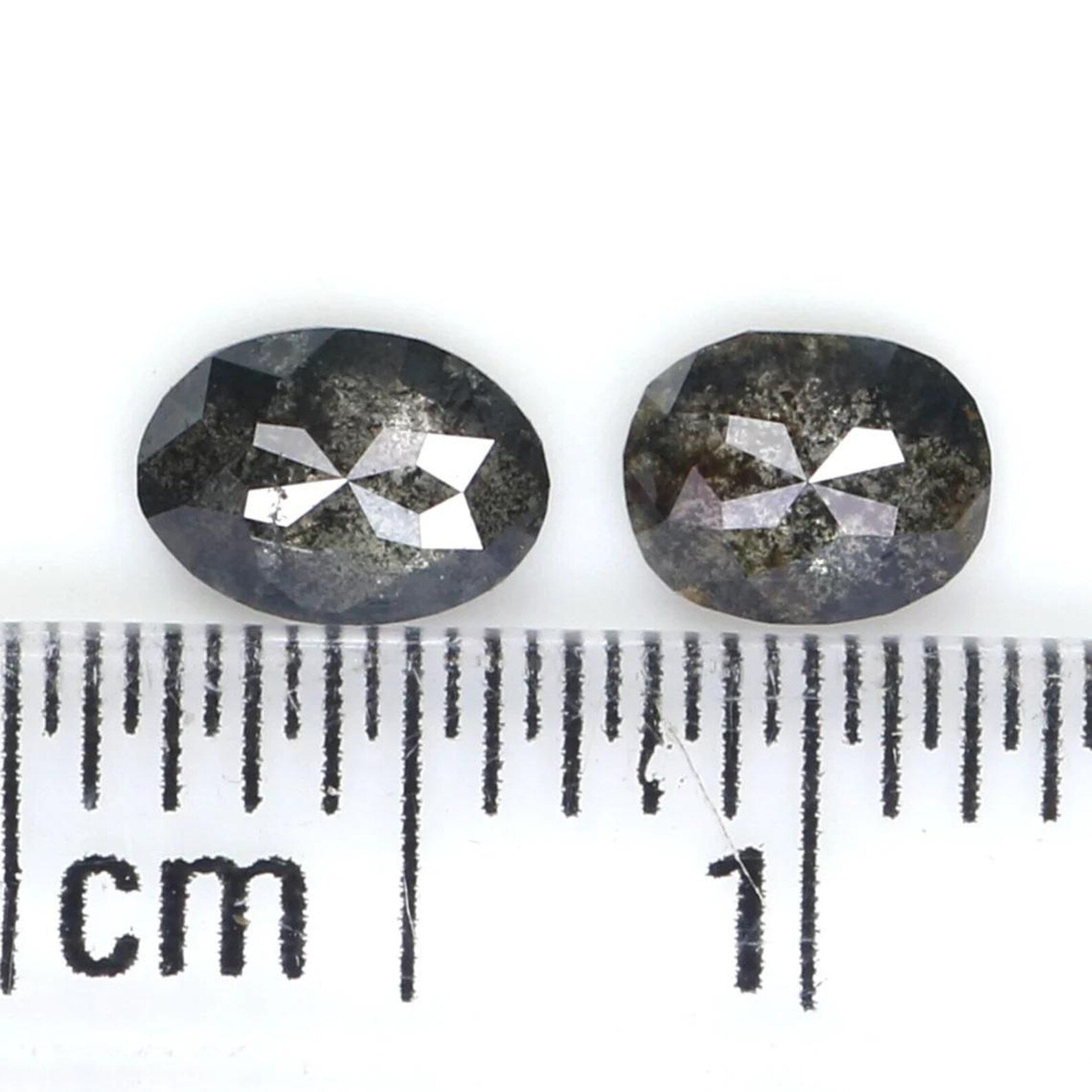 0.53 CT Natural Loose Oval Cut Pair Diamond Salt And Pepper Oval Shape Diamond 4.65 MM Natural Black Grey Color Oval Rose Cut Diamond NQ2107