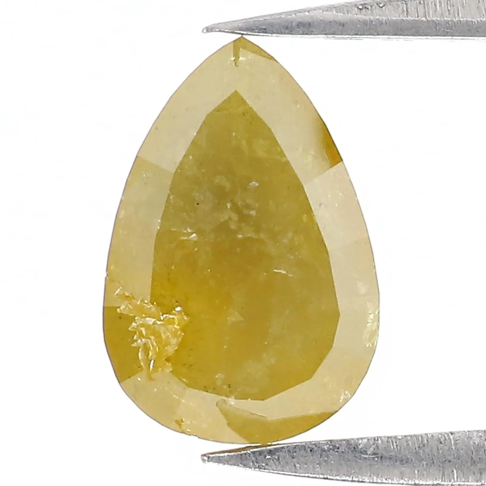 2.32 CT Natural Loose Pear Shape Diamond Yellow Color Pear Cut Diamond 10.00 MM Natural Loose Diamond Yellow Pear Rose Cut Diamond QN735