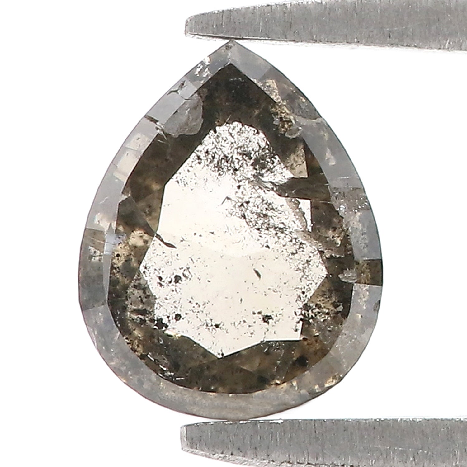1.21 CT Natural Loose Pear Shape Diamond Salt And Pepper Pear Rose Cut Diamond 7.50 MM Black Grey Color Pear Shape Rose Cut Diamond QL9349