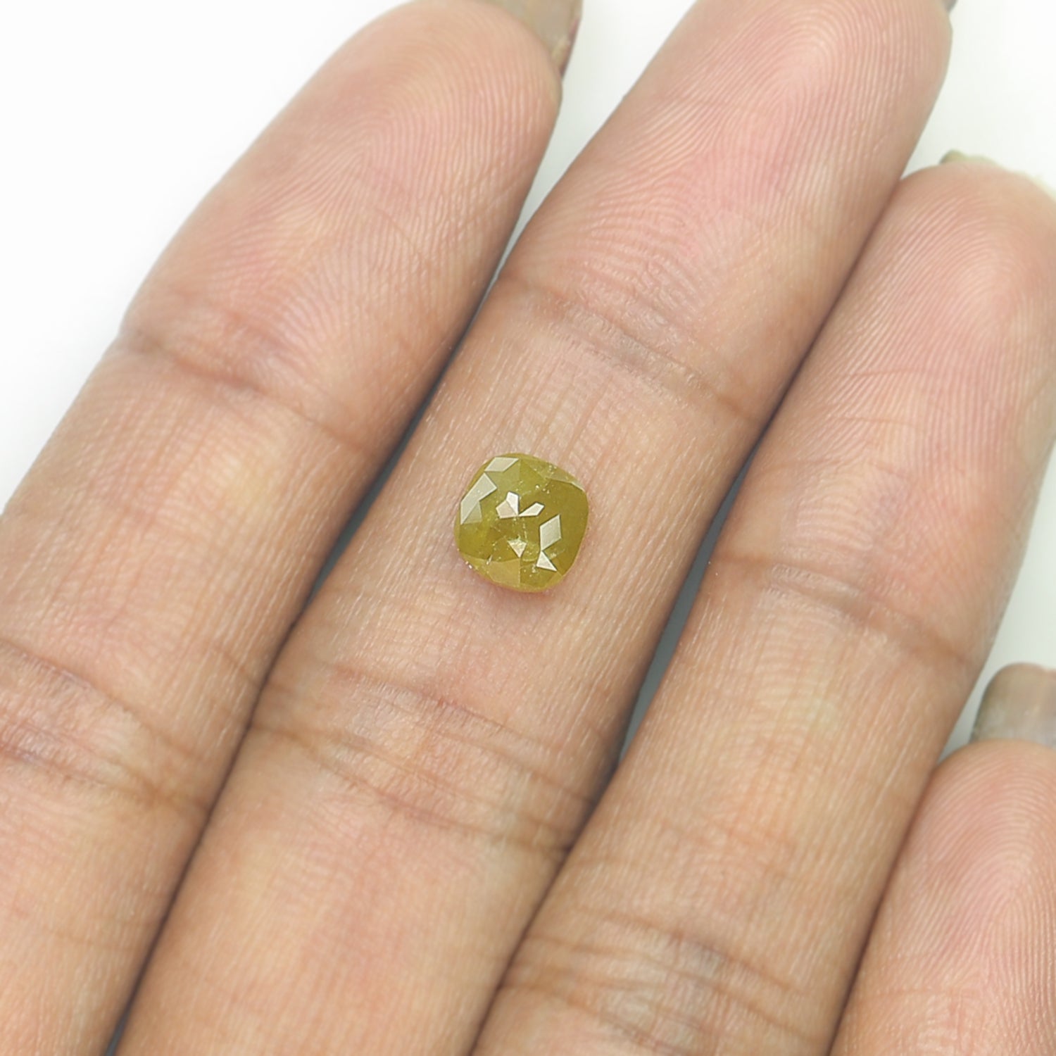 Natural Cushion Yellow Diamond 1.32 CT Loose Rose Cut Yellow Stone 6.15 MM Rustic Diamond Cushion Diamond For Custom Engagement Ring L3657