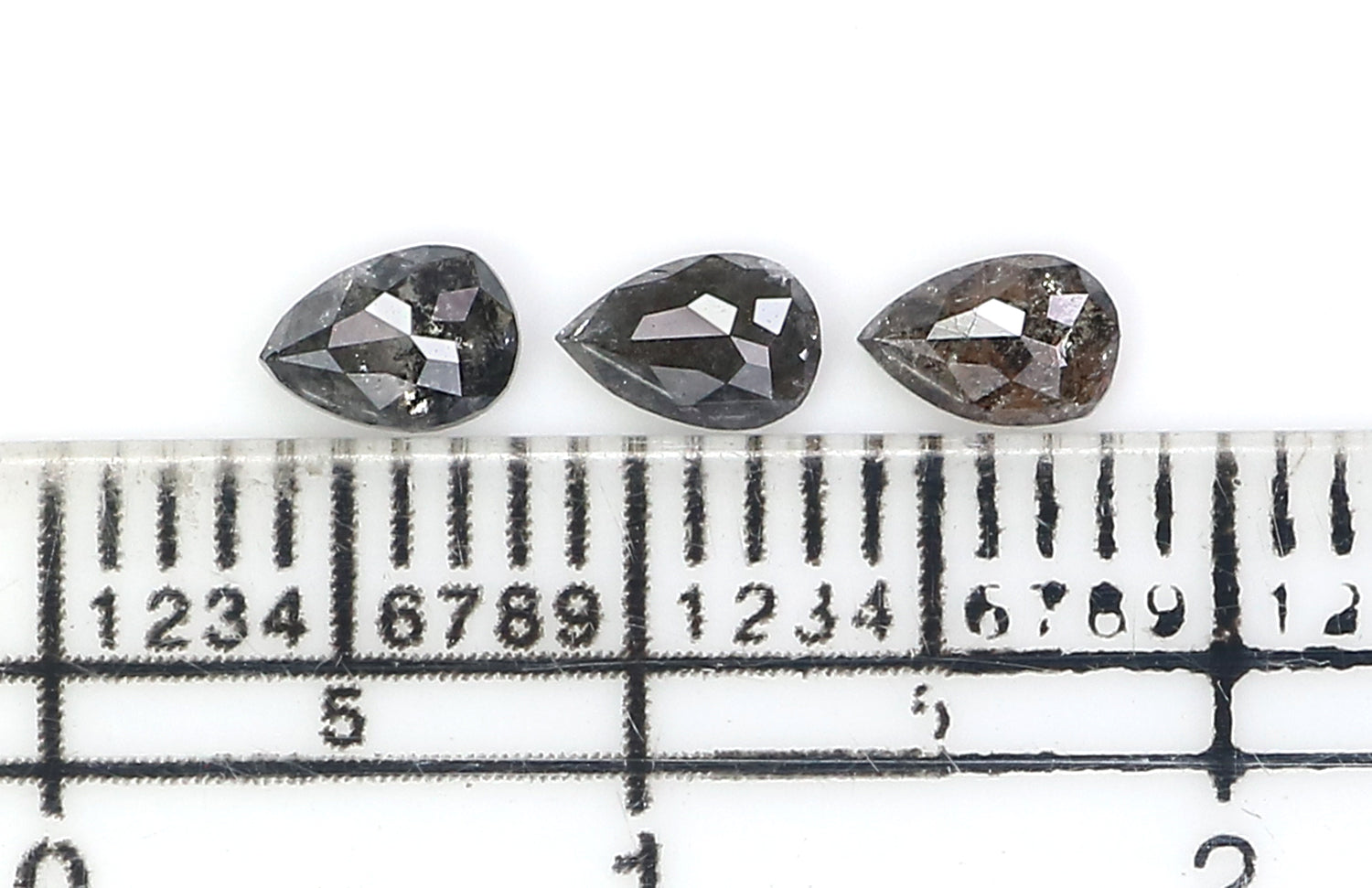0.60 CT Natural Loose Pear Shape Diamond Salt And Pepper Pear Diamond 4.55 MM Natural Loose Black Grey Color Pear Rose Cut Diamond KQ2700